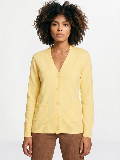 Gilet boutonné maille épaisse Femme Jaune PLATON FA1