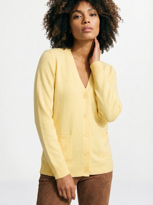 Gilet boutonné maille épaisse Femme Jaune PLATON MV1