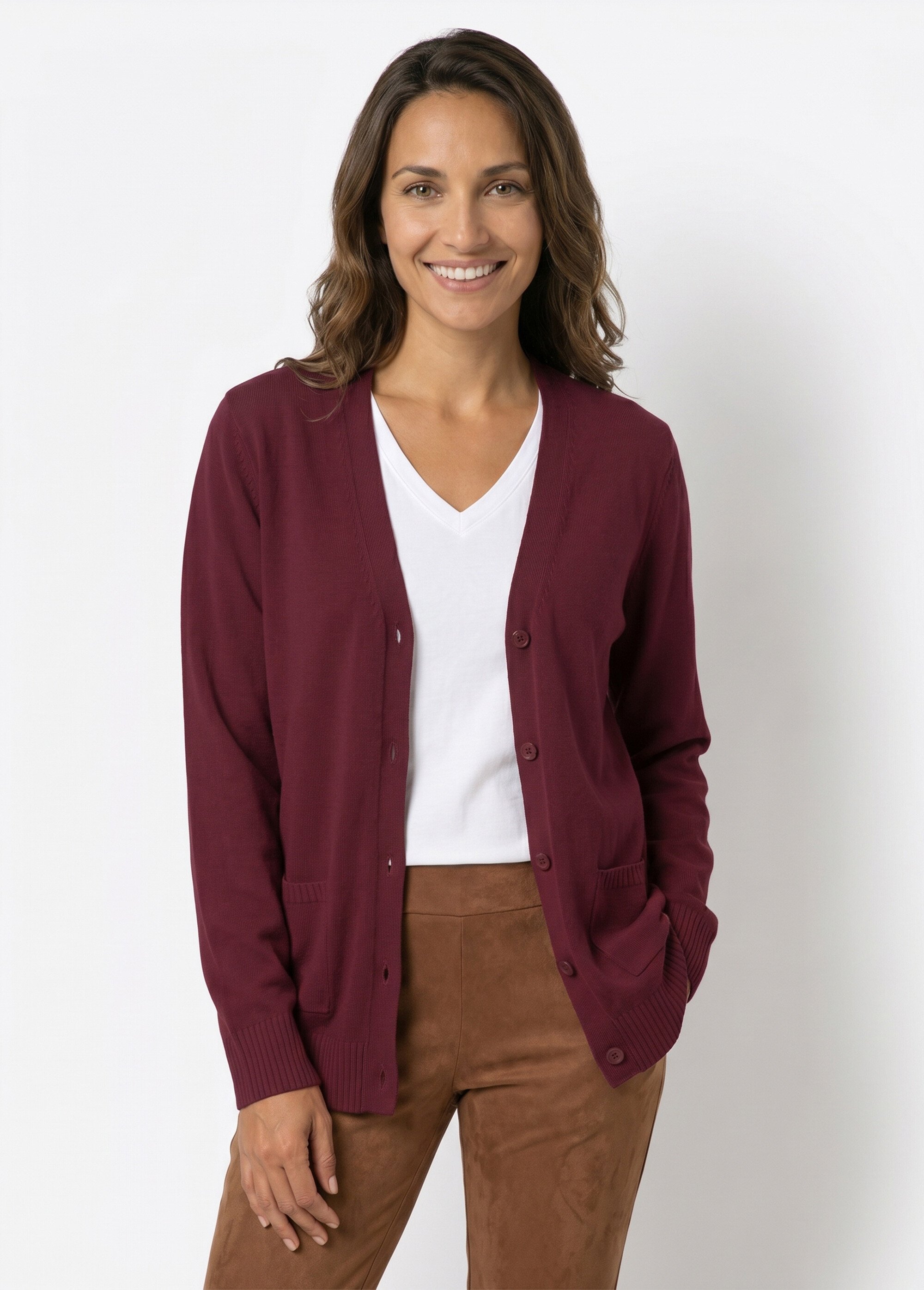 Gilet boutonné maille épaisse Femme Violet PLATON FA1