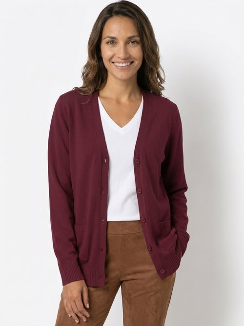 Gilet boutonné maille épaisse Femme Violet PLATON FA1