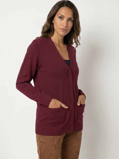 Gilet boutonné maille épaisse Femme Violet PLATON MV1