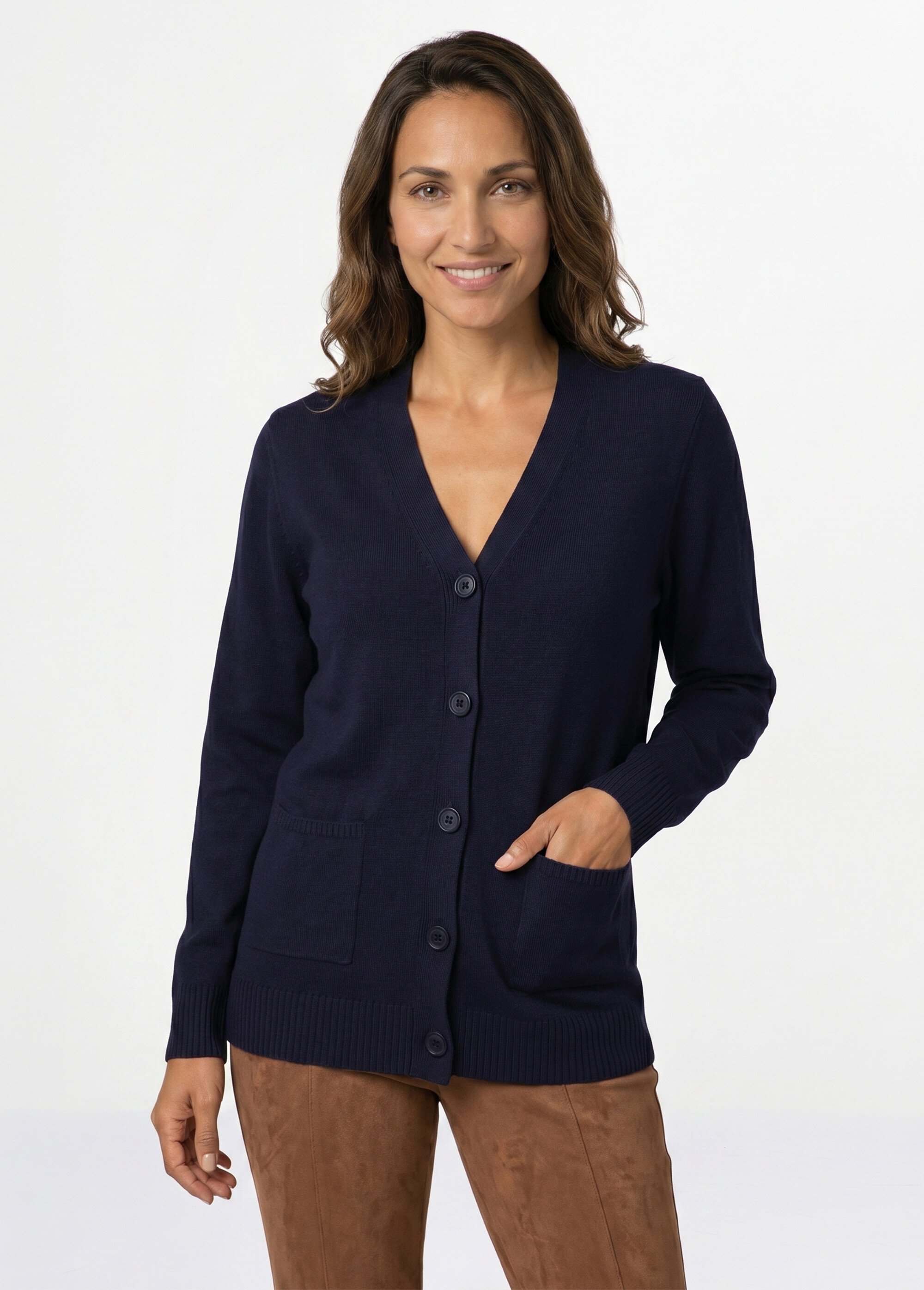 Gilet boutonné maille épaisse Femme Bleu PLATON FA1
