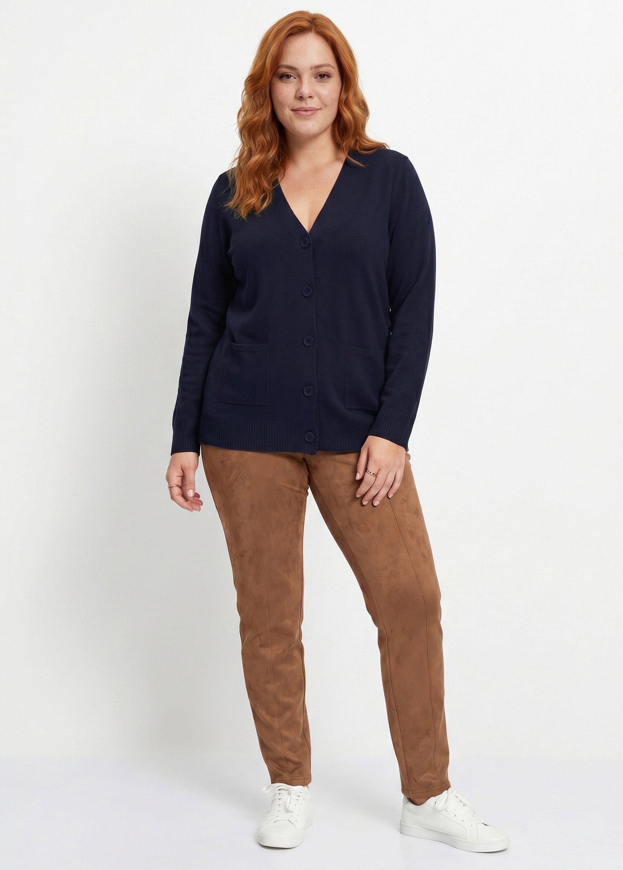 Gilet boutonné maille épaisse Femme Grande Taille Bleu PLATON SI1