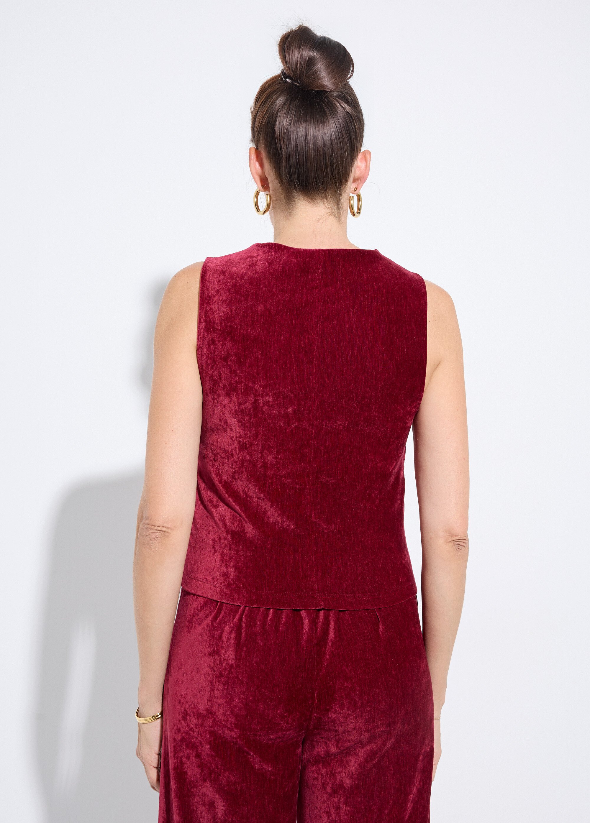 Gilet sans manches boutonné velours ras Femme Rouge FI-VEROVEL DO1