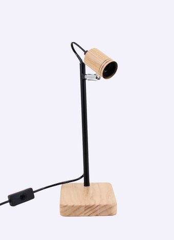 Lampe à poser minimaliste, bois et métal