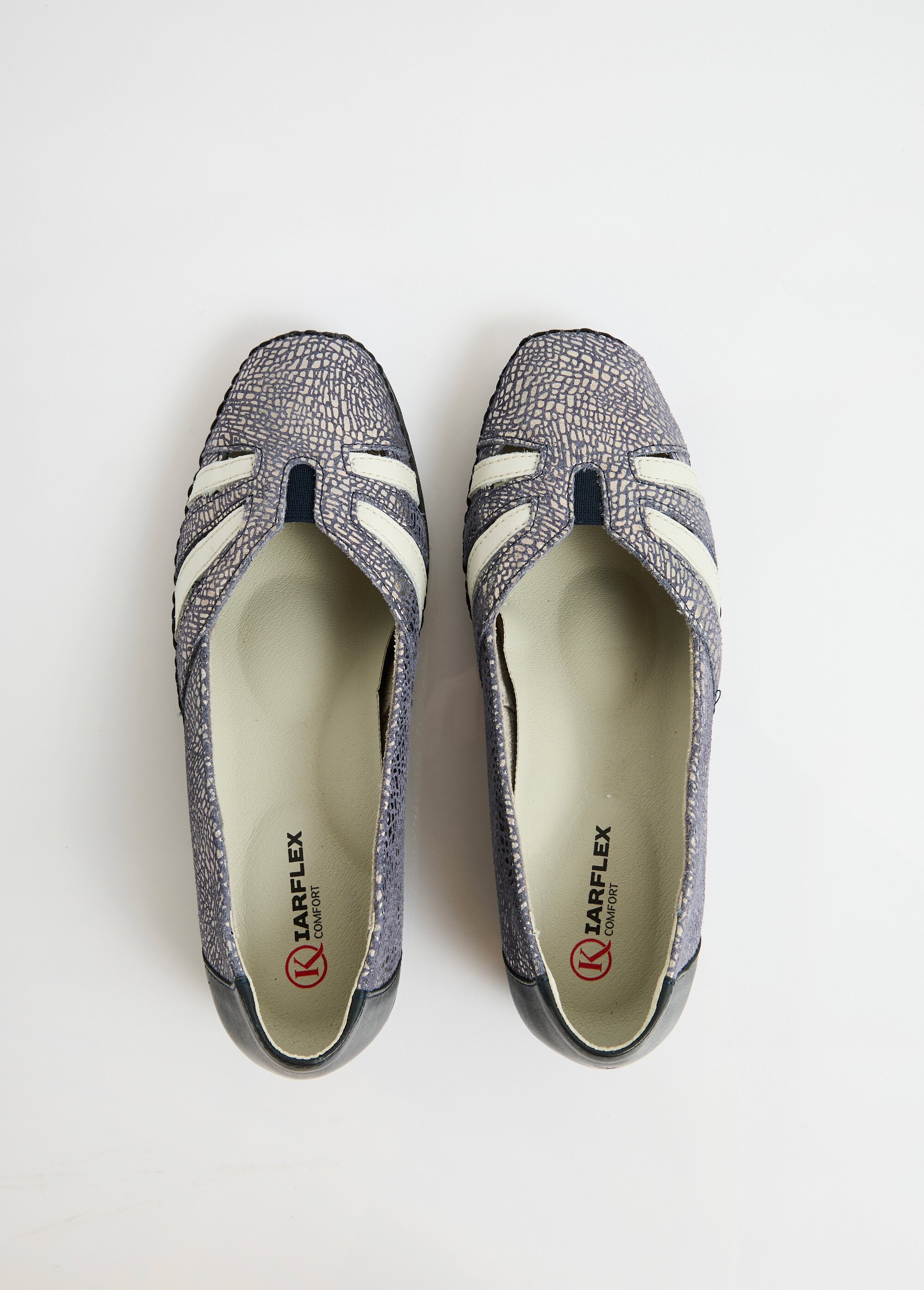 Mocassins compensés souples largeur confort cuir Femme Bleu OLARI OV1