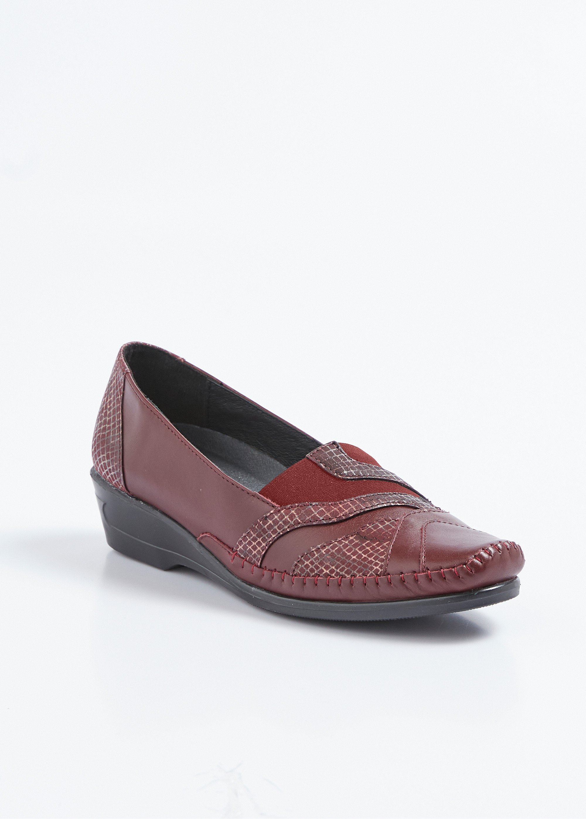 Mocassins élastiqués cuir largeur confort Femme Rouge ONDREA FA1