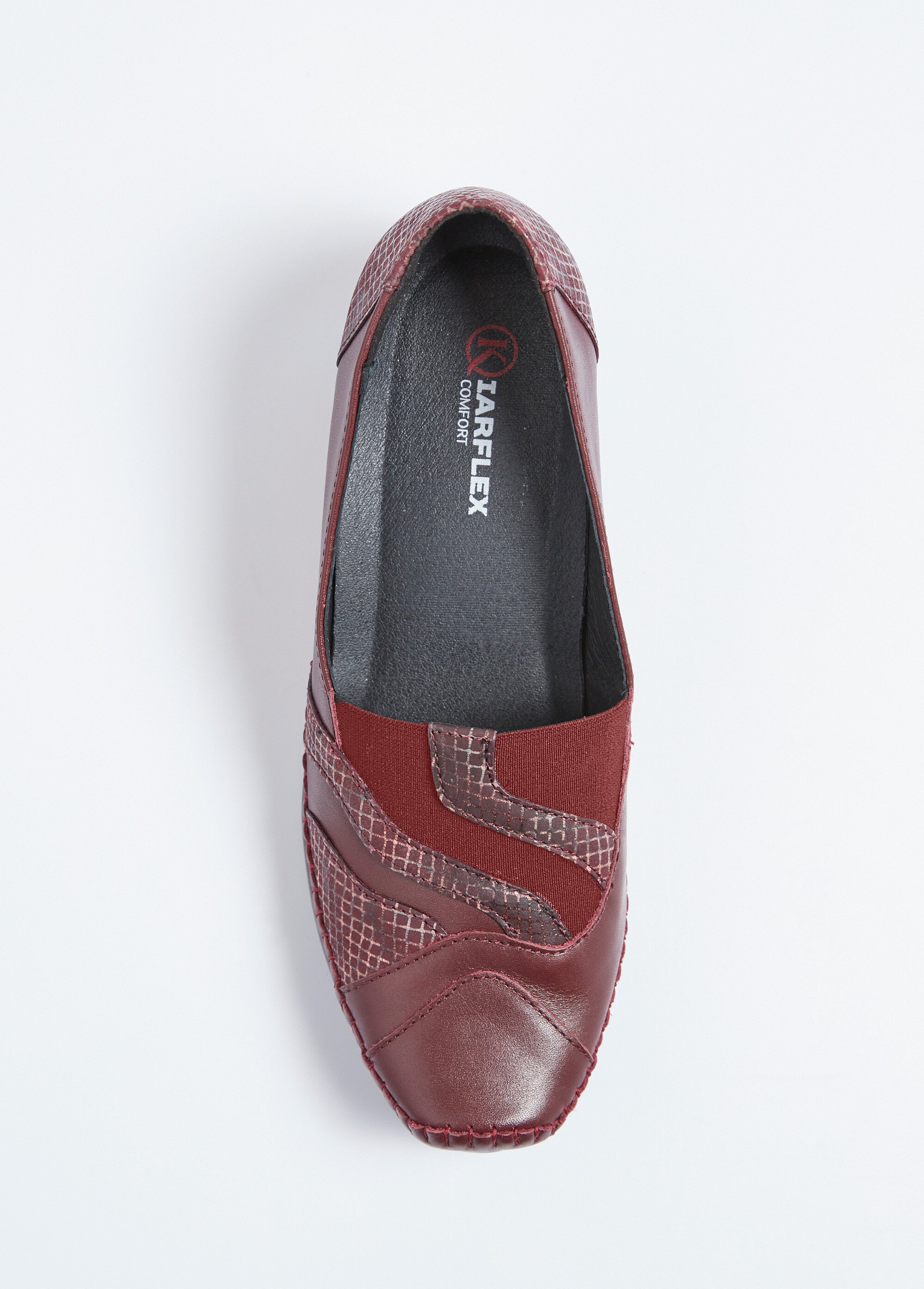 Mocassins élastiqués cuir largeur confort Femme Rouge ONDREA OV1