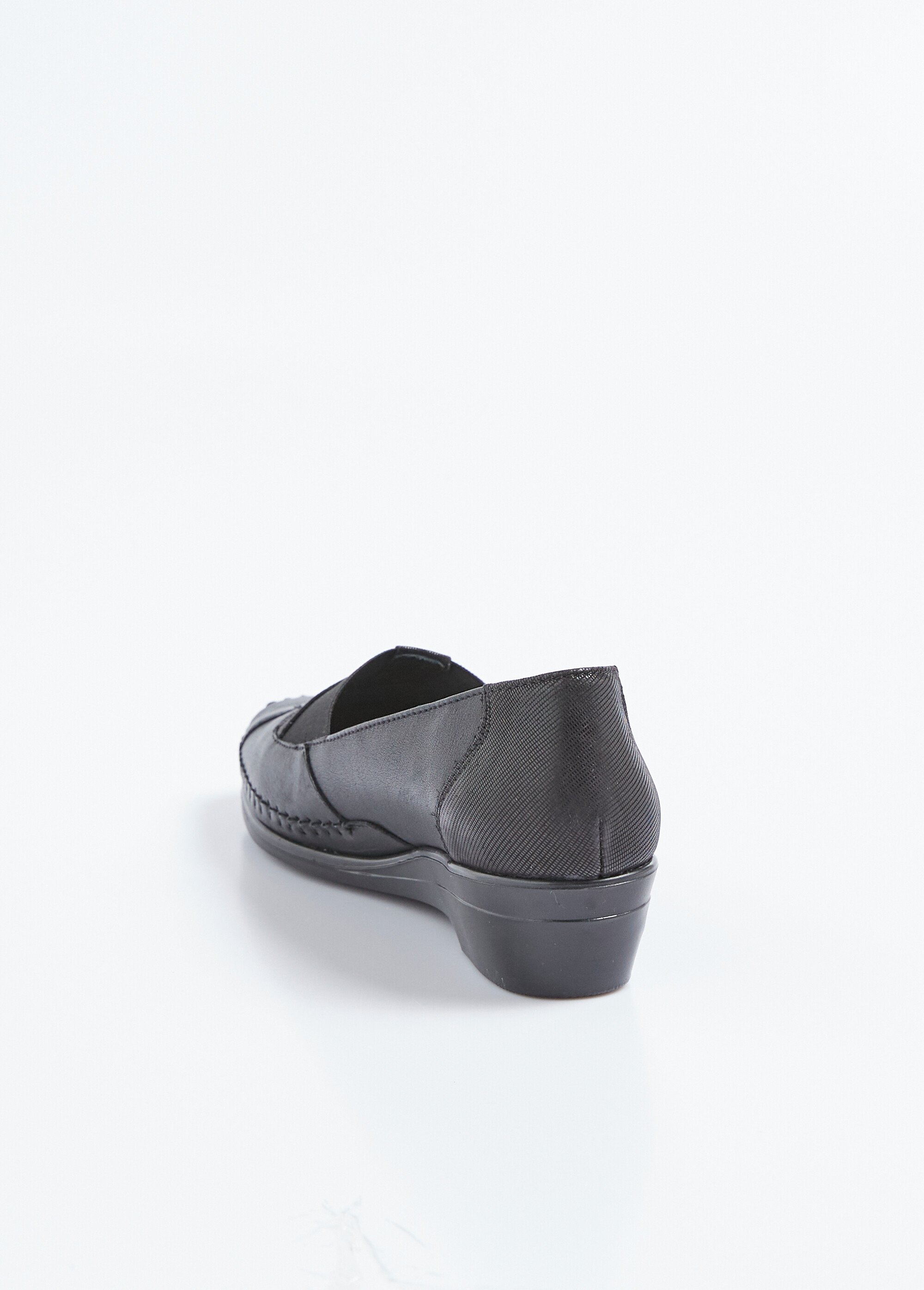 Mocassins élastiqués cuir largeur confort Femme Noir ONDREA DO1
