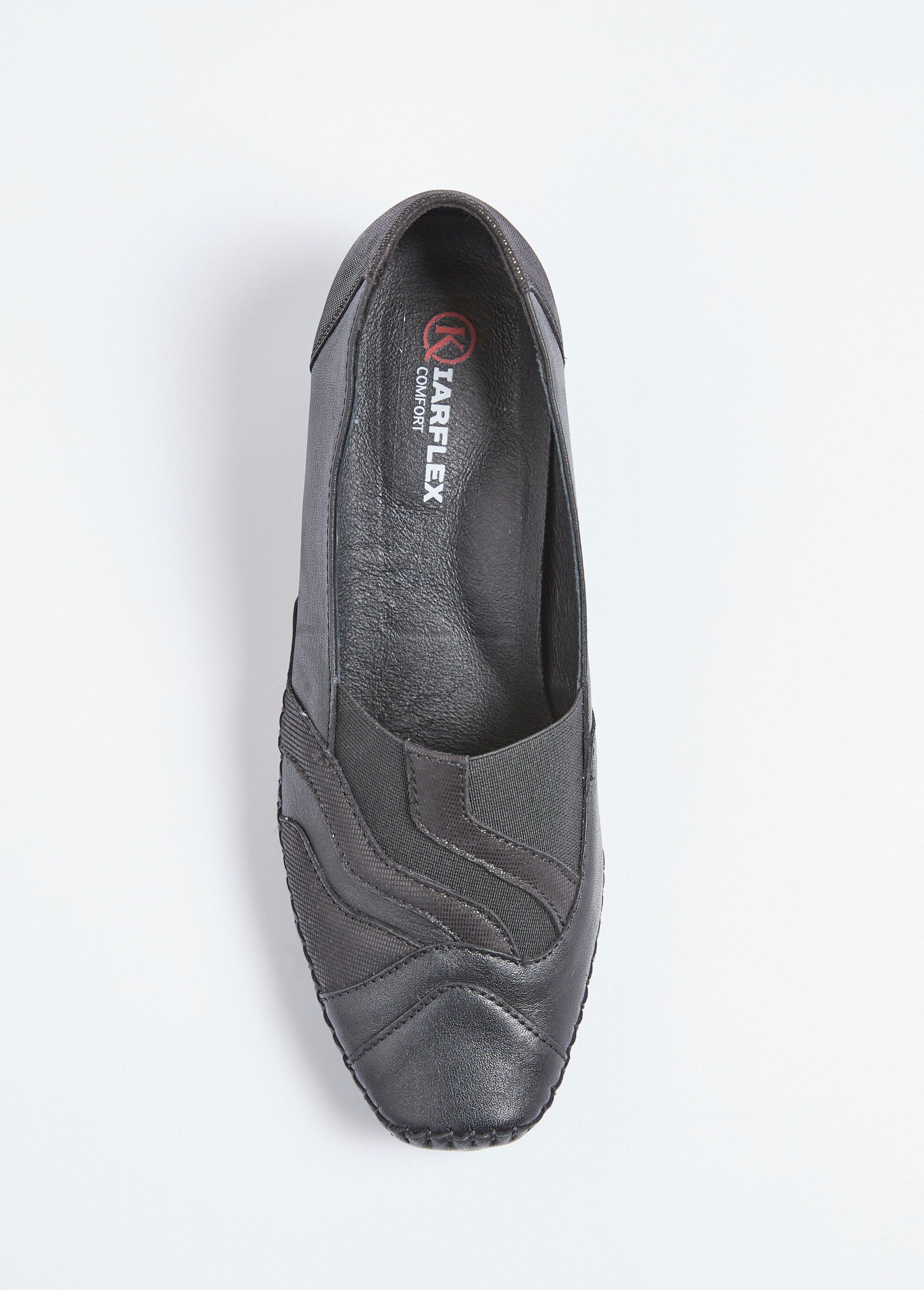 Mocassins élastiqués cuir largeur confort Femme Noir ONDREA OV1
