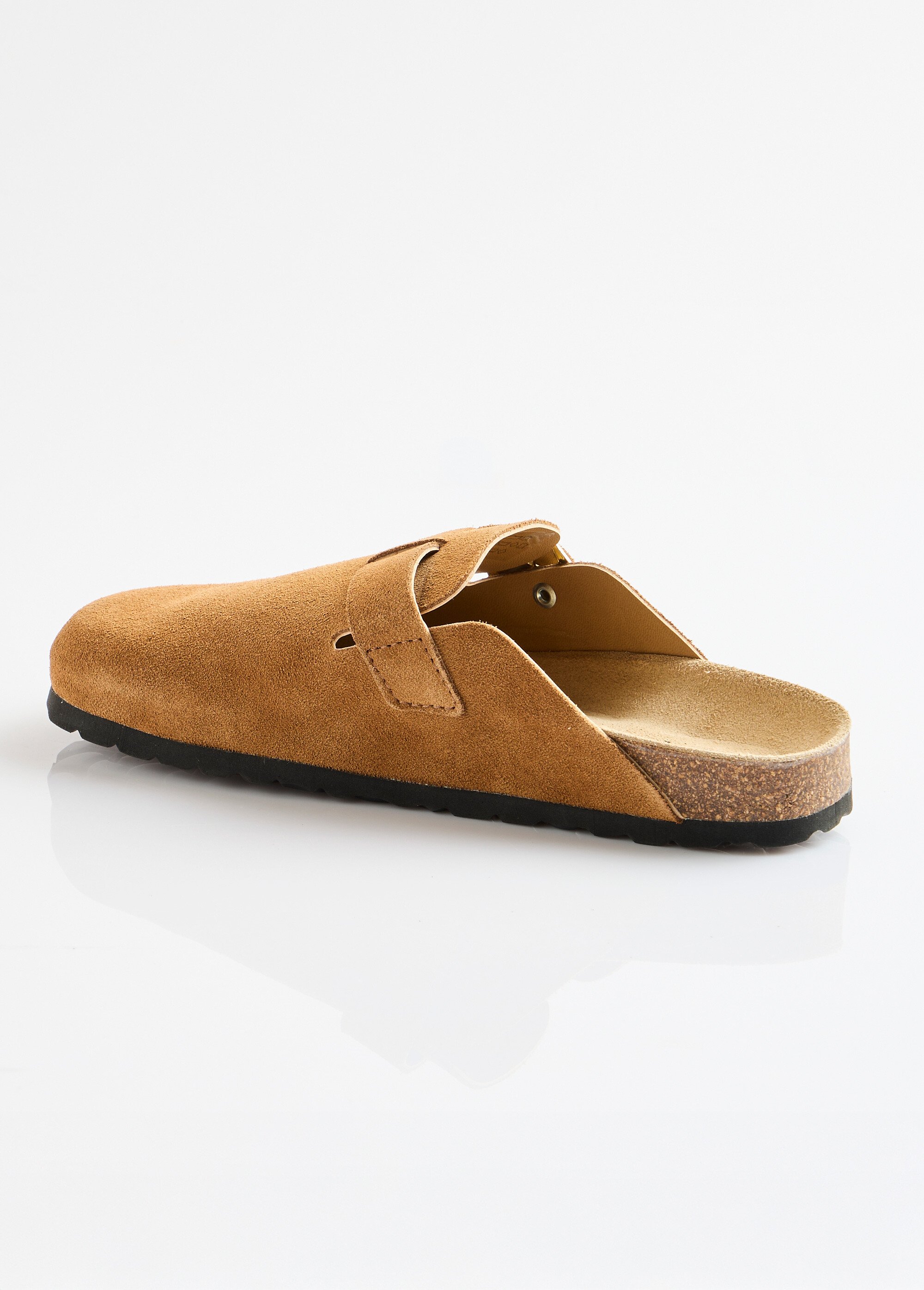 Mules sabots croûte de cuir boucle réglable Femme Marron ODILE DO1