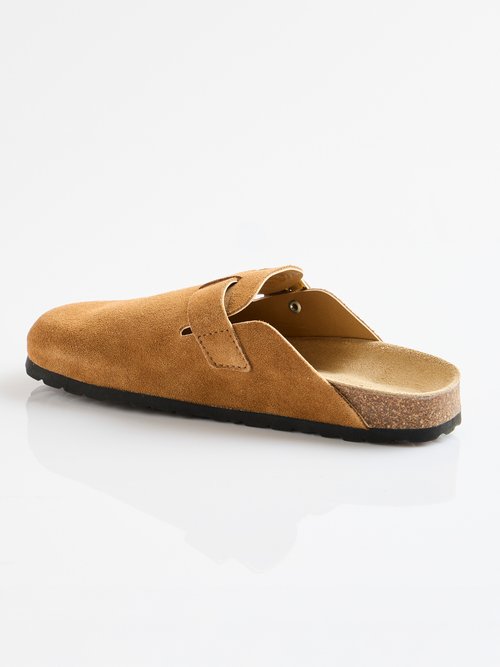Mules sabots croûte de cuir boucle réglable Femme Marron ODILE DO1