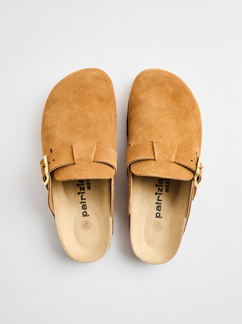 Mules sabots croûte de cuir boucle réglable Femme Marron ODILE OV1