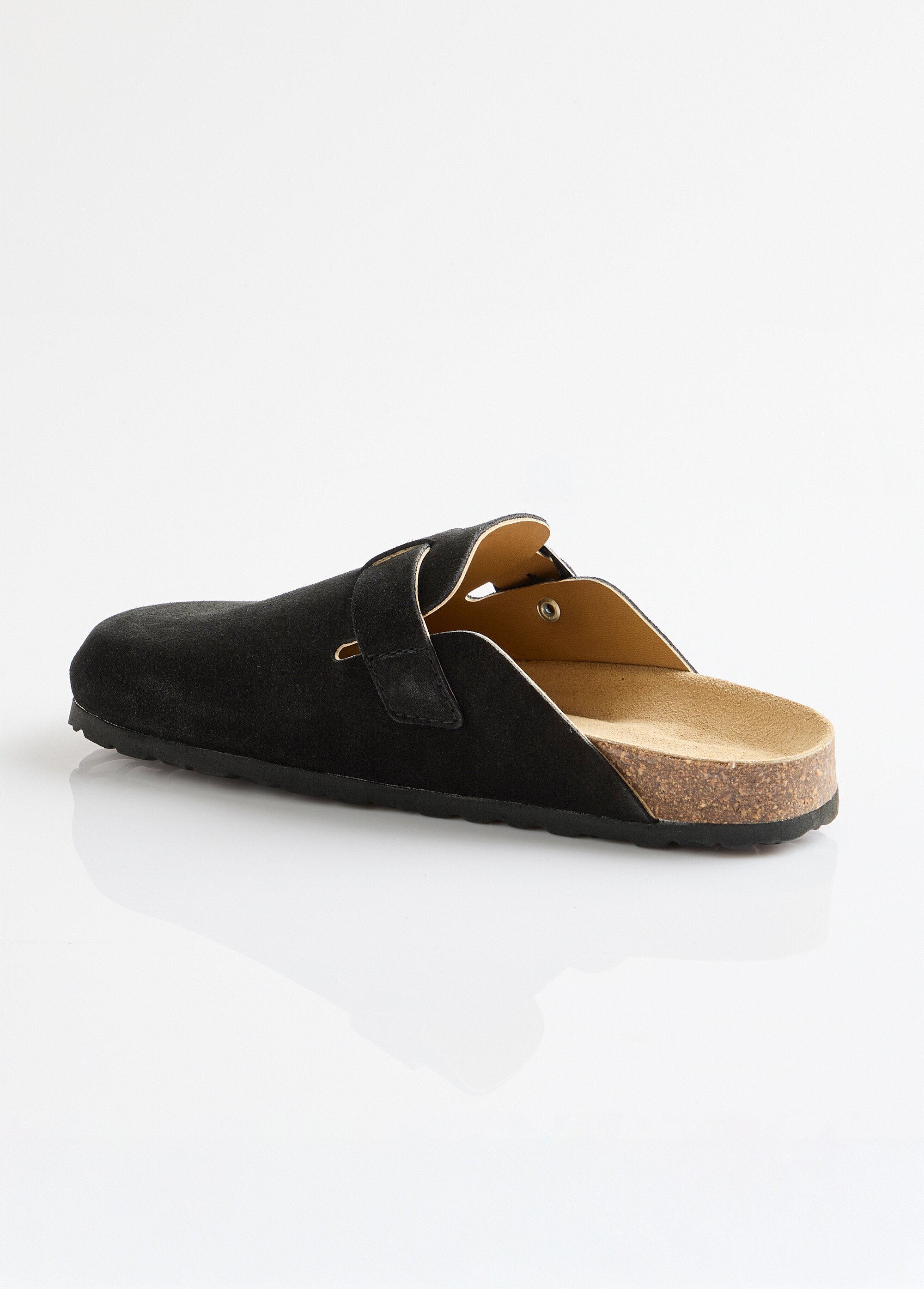 Mules sabots croûte de cuir boucle réglable Femme Noir ODILE DO1