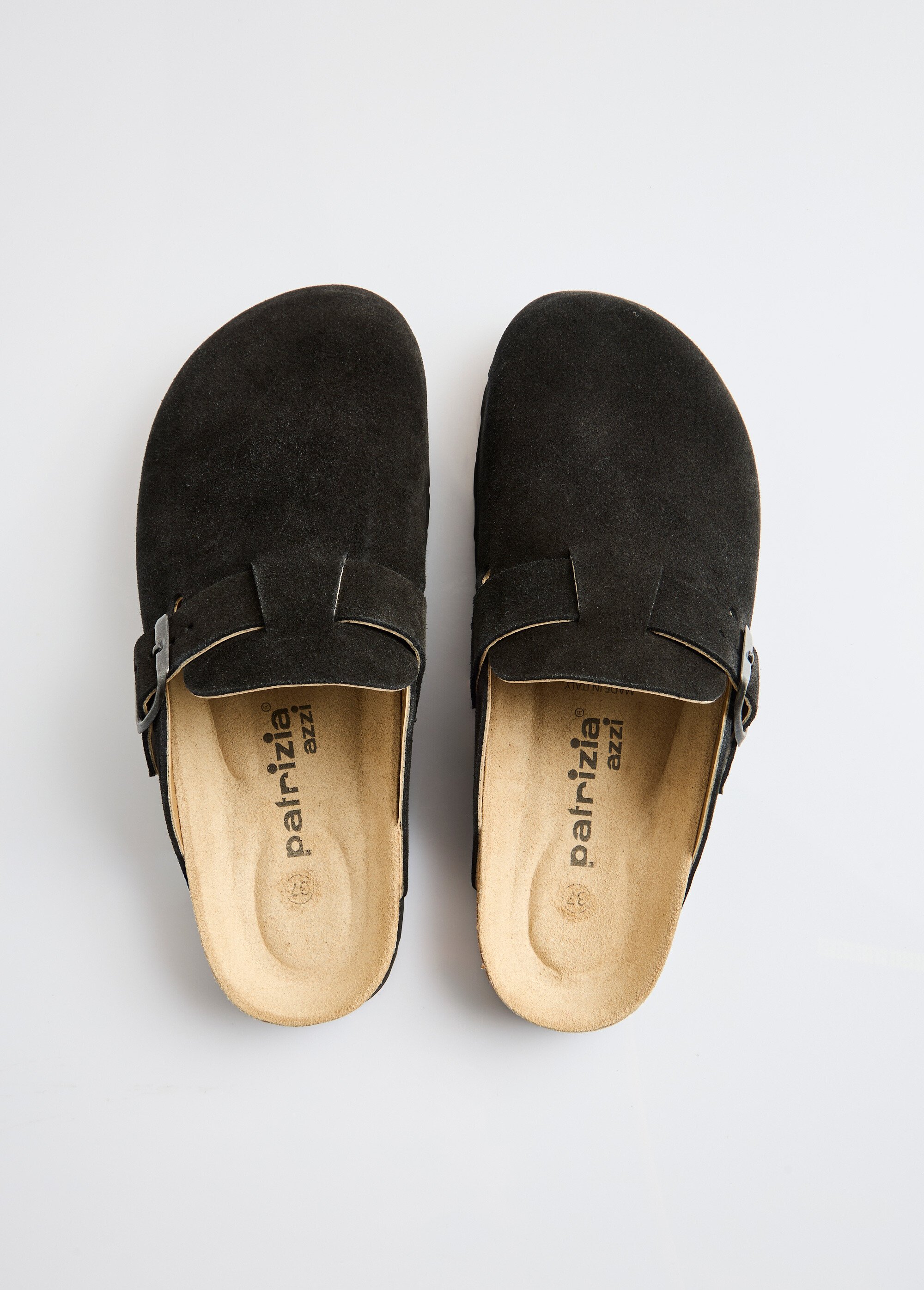 Mules sabots croûte de cuir boucle réglable Femme Noir ODILE OV1