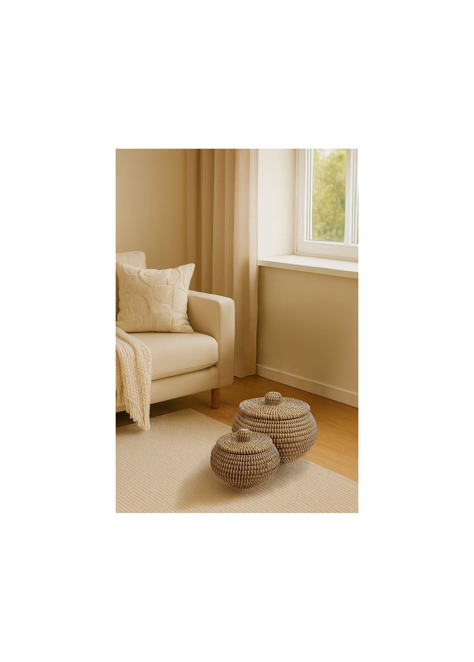 Paniers tressés bicolores avec couvercle Marron KP-BD3000050 SF1