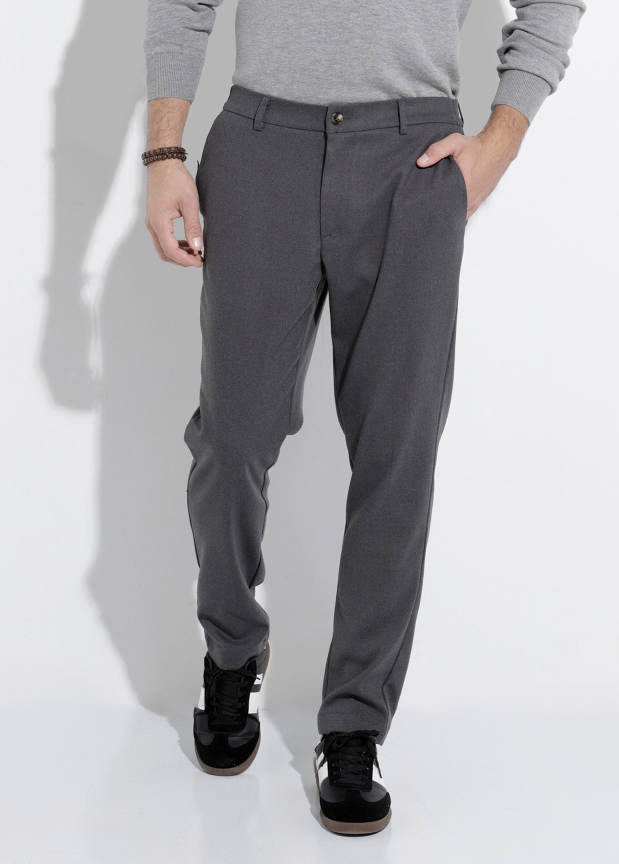 Pantalon chino casual chic en molleton Homme Gris FRIBM2540M FA1