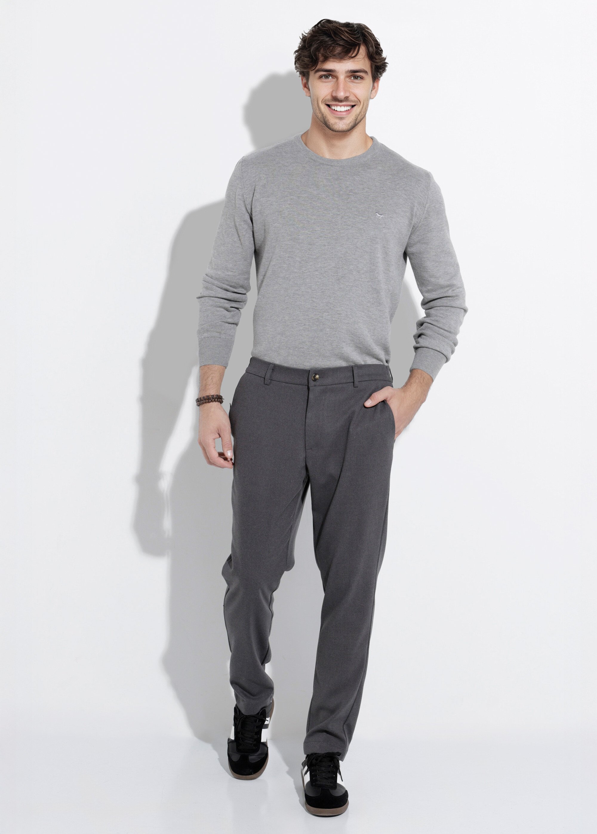 Pantalon chino casual chic en molleton Homme Gris FRIBM2540M SF1