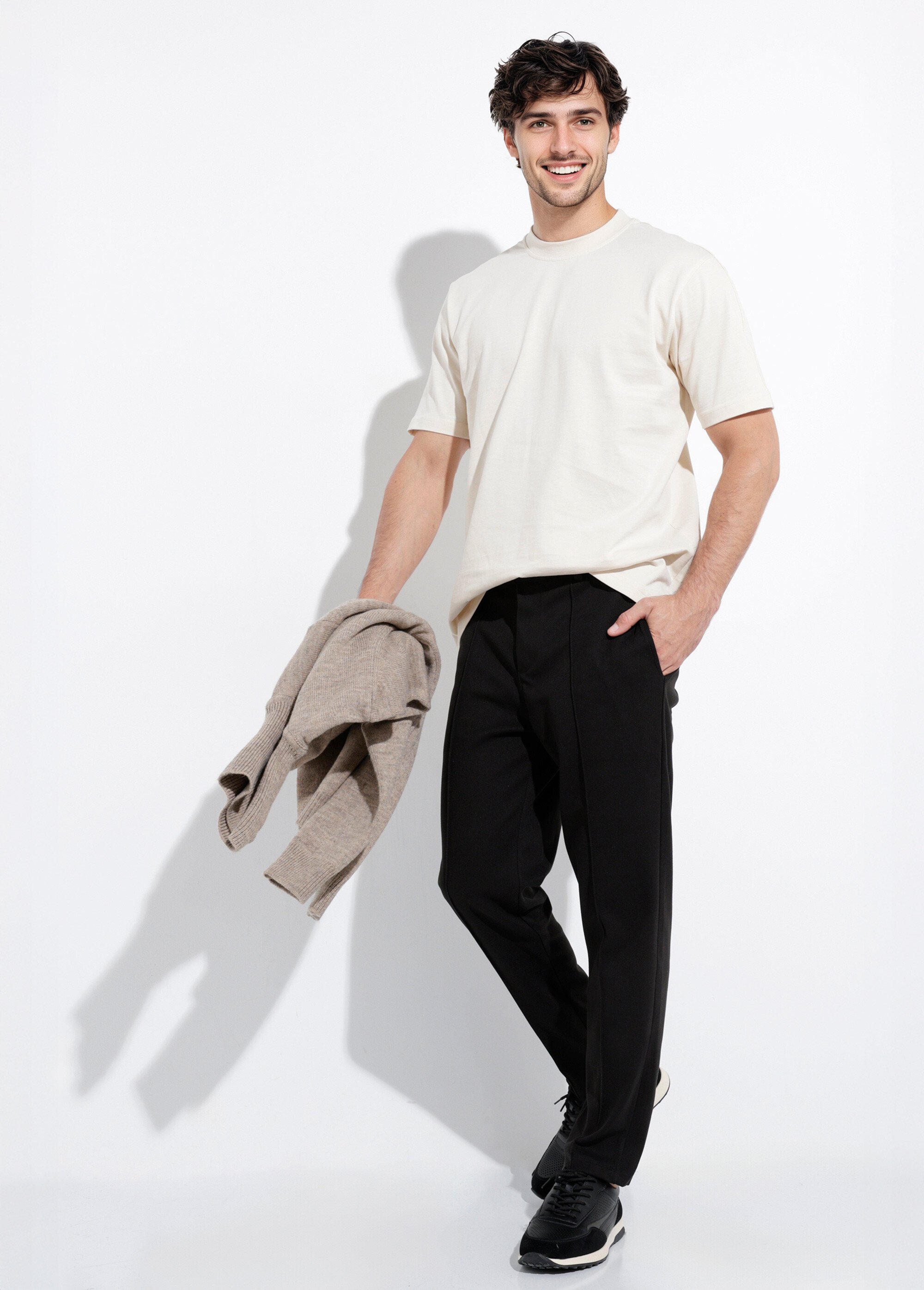 Pantalon chino en molleton avec couture