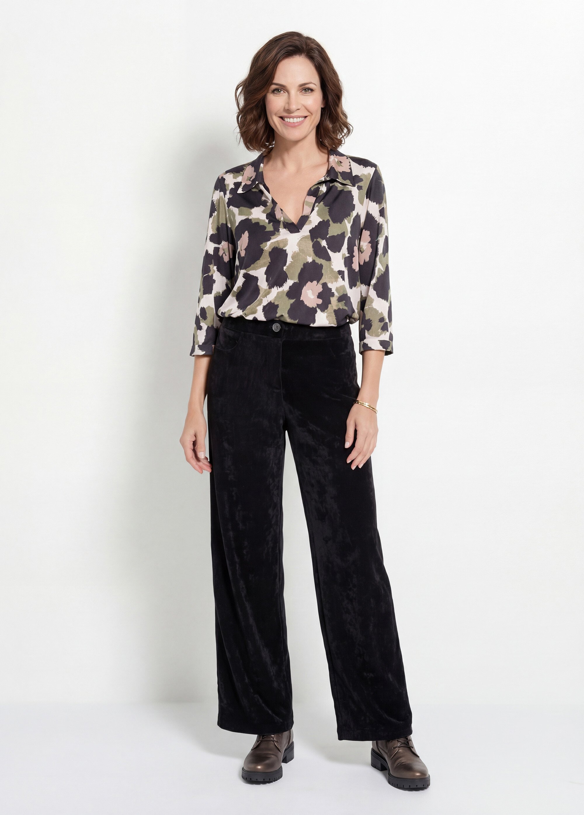 Pantalon large élastiqué en velours ras Femme Noir FI-CHELSEAVEL SI1