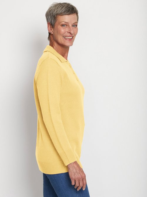 Pull col polo maille épaisse Femme Jaune PROMESSE DR1