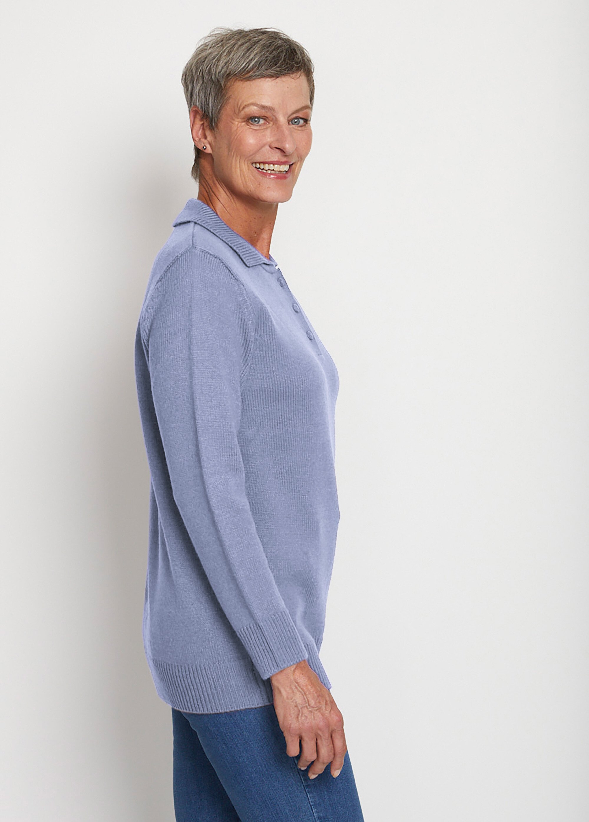 Pull col polo maille épaisse Femme Bleu PROMESSE DR1