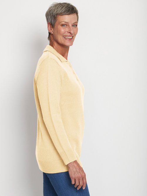 Pull col polo maille épaisse Femme Beige PROMESSE DR1