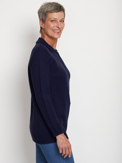 Pull col polo maille épaisse Femme Bleu PROMESSE DR1