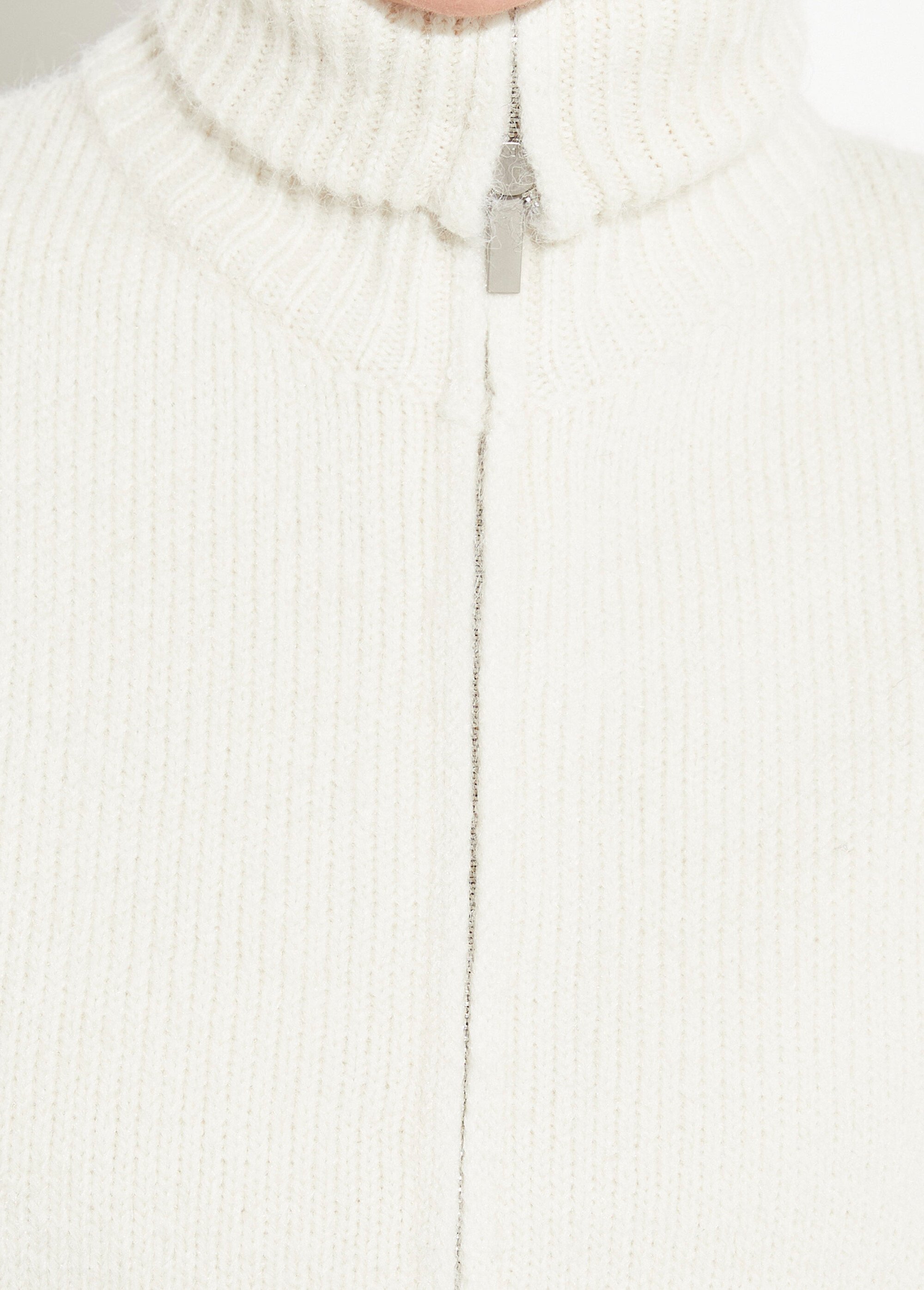 Pull zippé en maille avec col montant