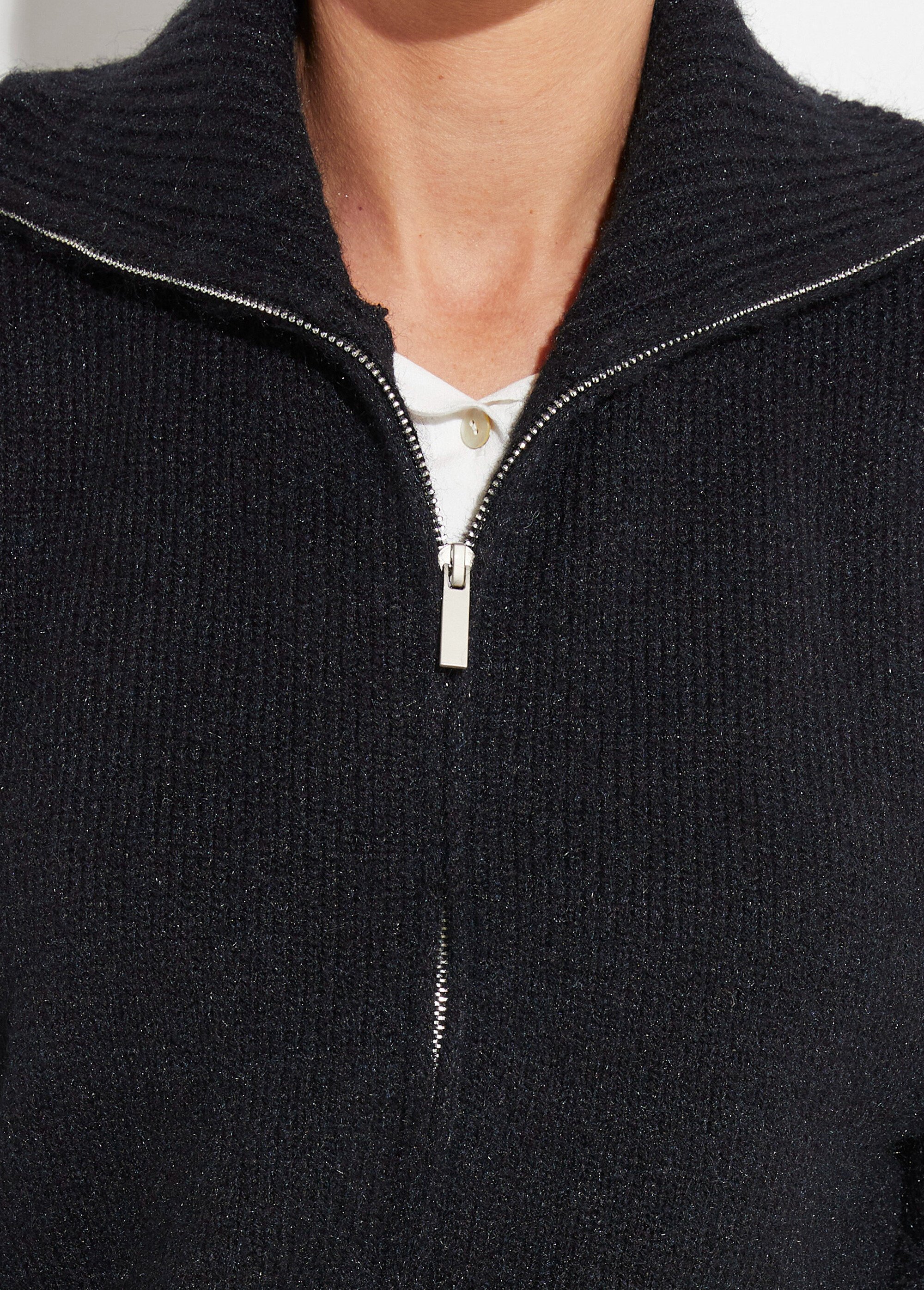 Pull zippé en maille avec col montant