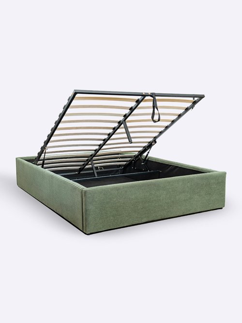 ROMY Lit coffre cotelé avec sommier, 2K VERT CAL-14865133 FA1