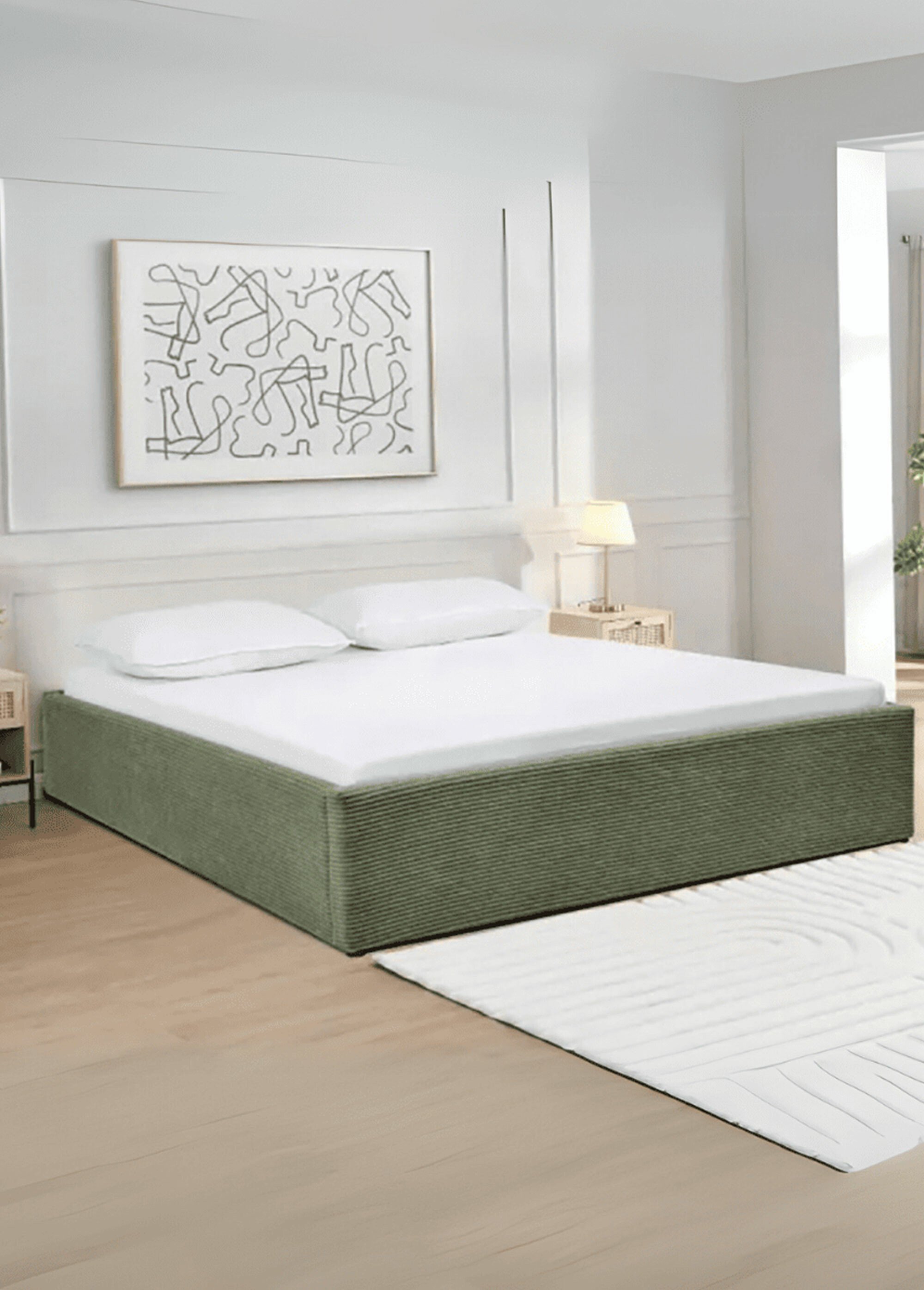 ROMY Lit coffre cotelé avec sommier, 2K VERT CAL-14865133 SI1