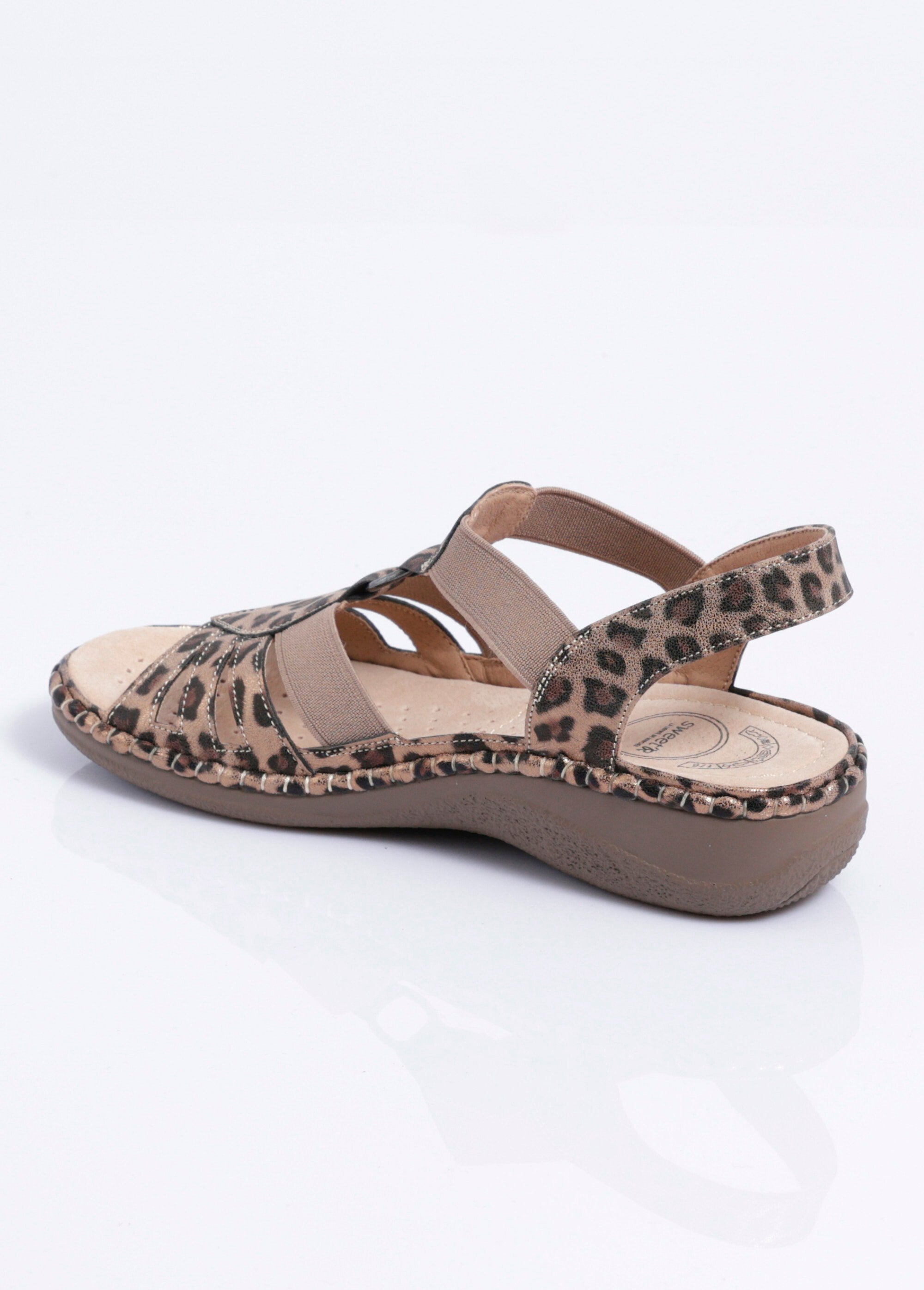 Sandales compensées élastiquées imprimé léopard Femme Beige OBLADE DO1