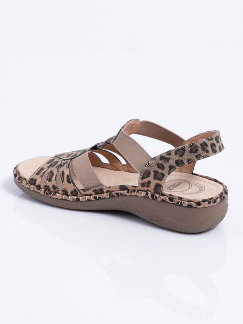 Sandales compensées élastiquées imprimé léopard Femme Beige OBLADE DO1