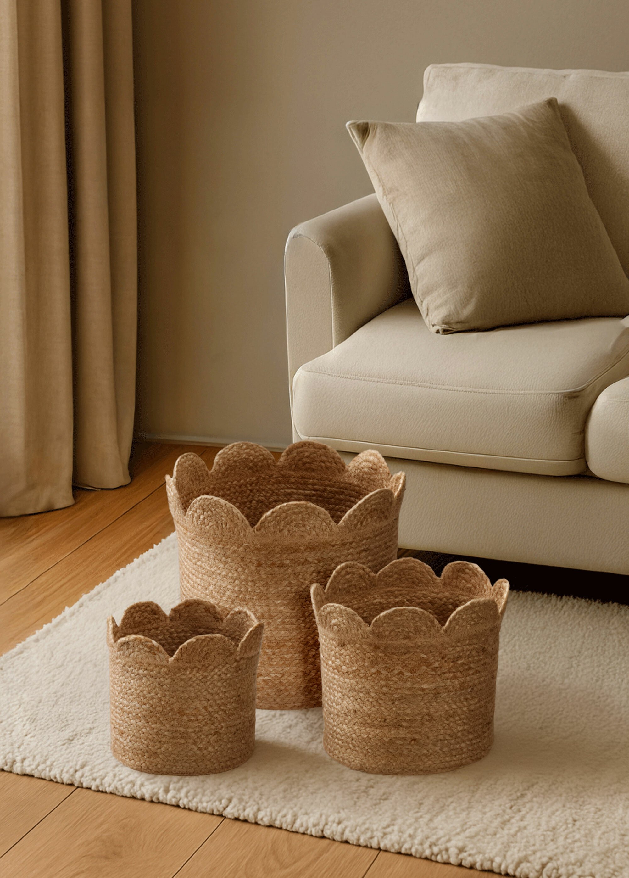 Set 3 paniers rangement en jonc de mer Marron KP-BD2000570 SF1