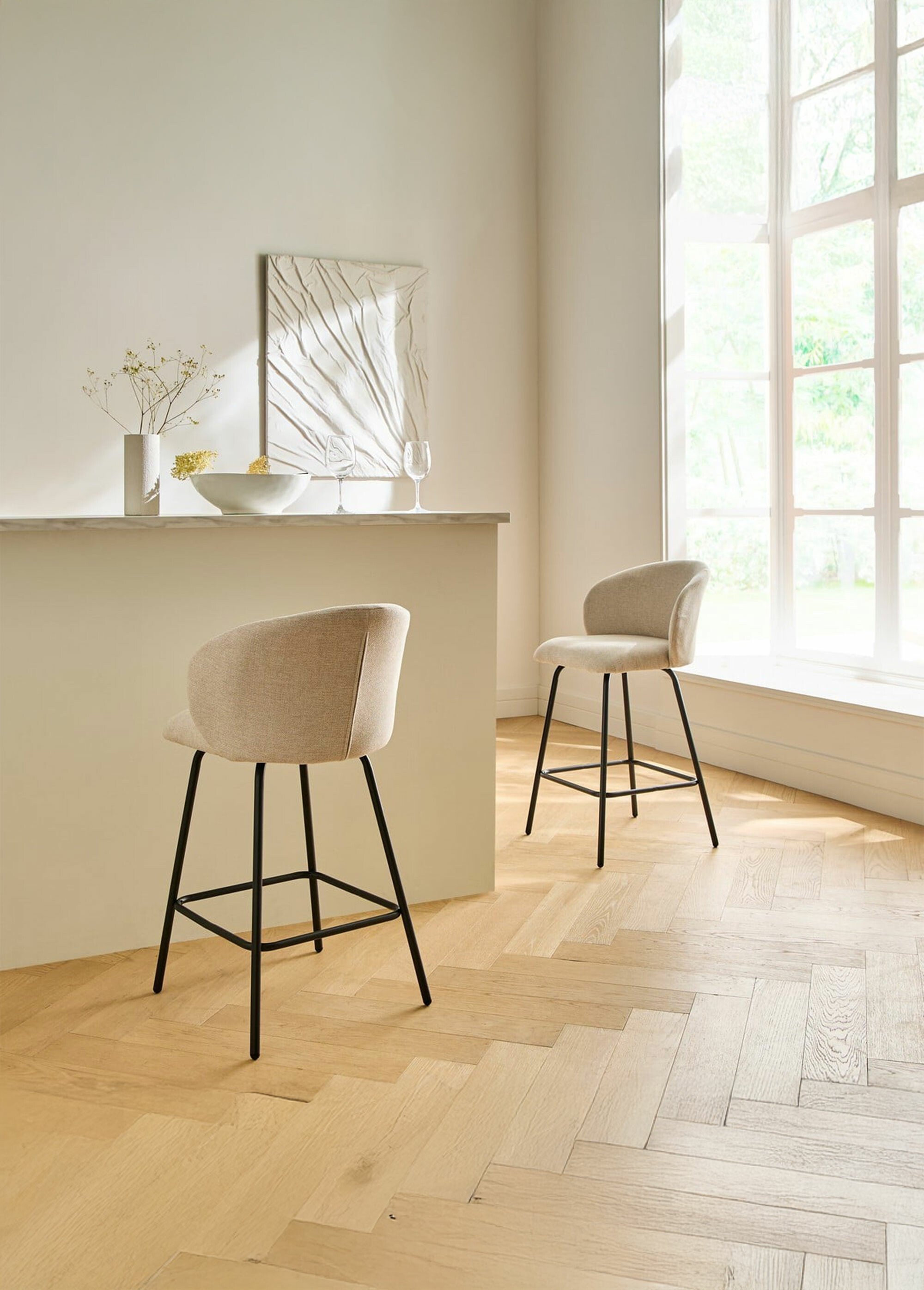 SORREL Tabourets hauts dossier tissu 2B BEIGE CAL-15328133 SI1