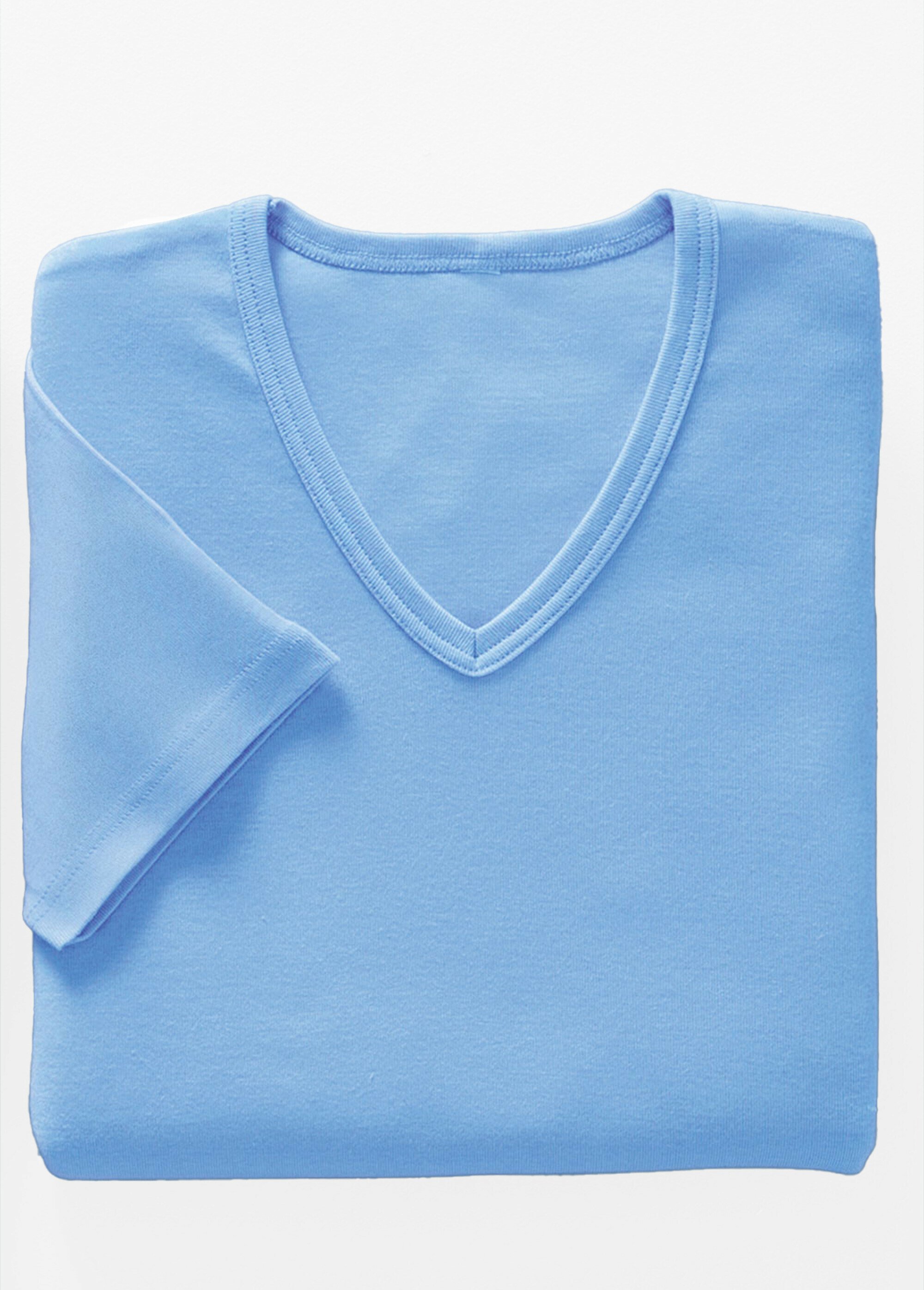 T-shirt en coton avec encolure forme V Homme Bleu ISOREL AP1