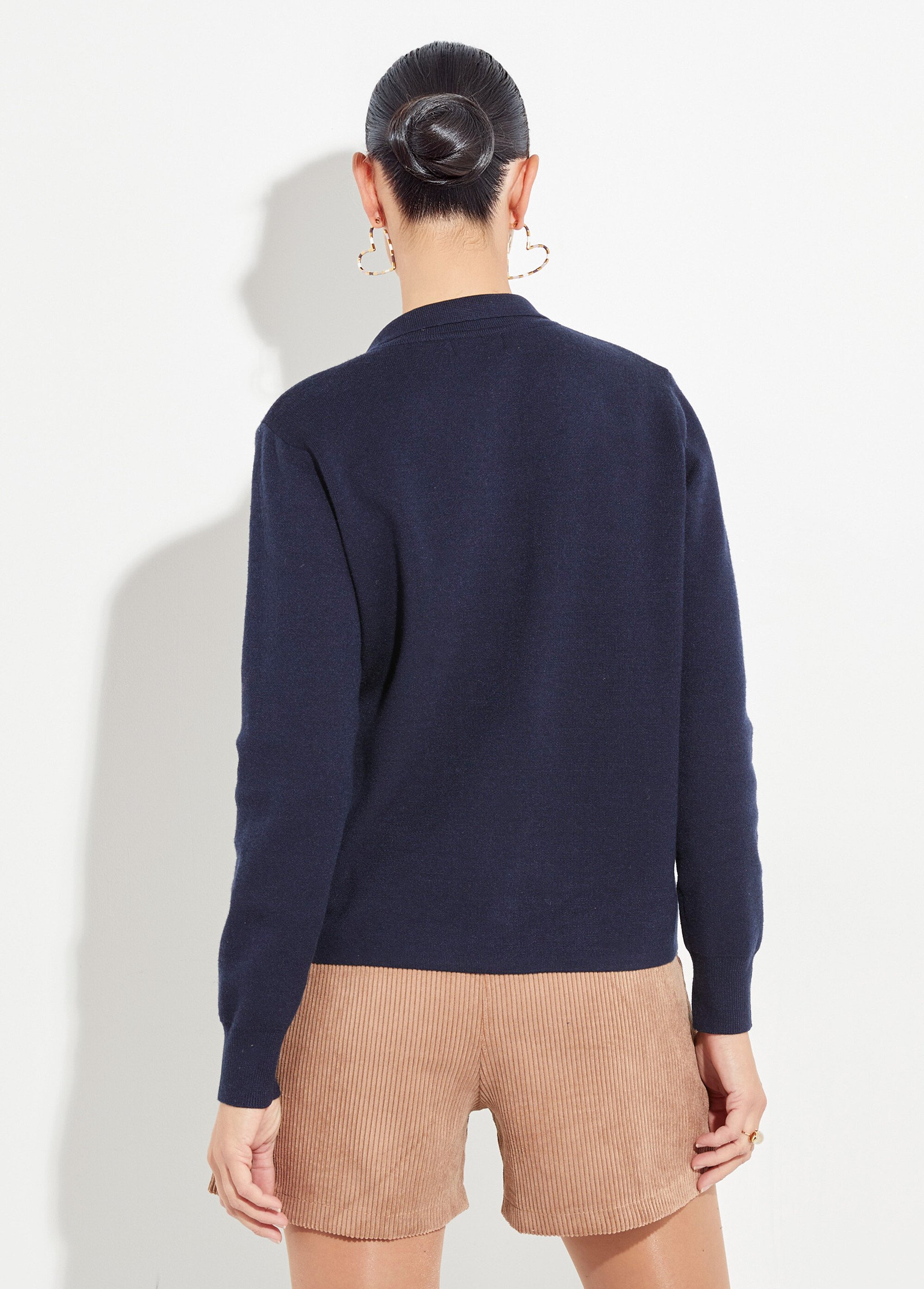 Veste maille jacquard et boutons métal