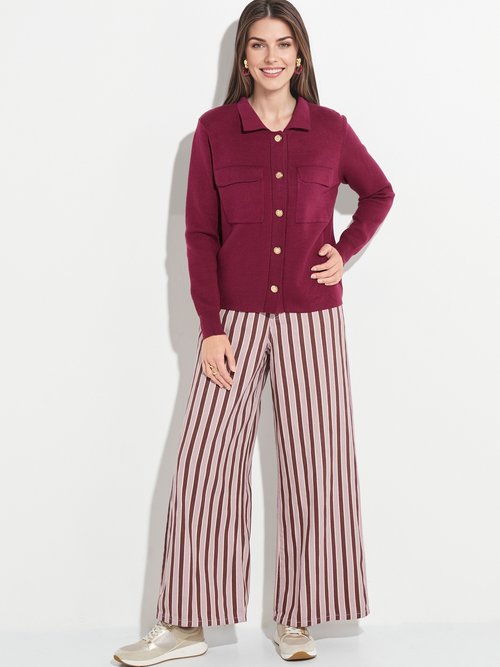 Veste maille jacquard et boutons métal Femme Rouge IA-AR304 SF1