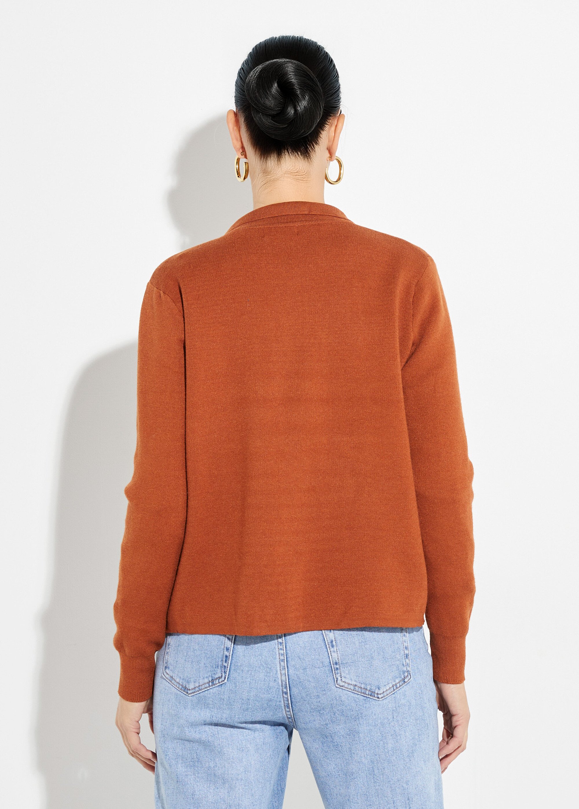 Veste maille jacquard et boutons métal