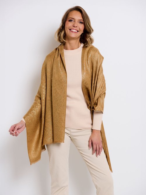 Echarpe fine motif animalier métallisé Femme Marron TD-ECH22064 FA2