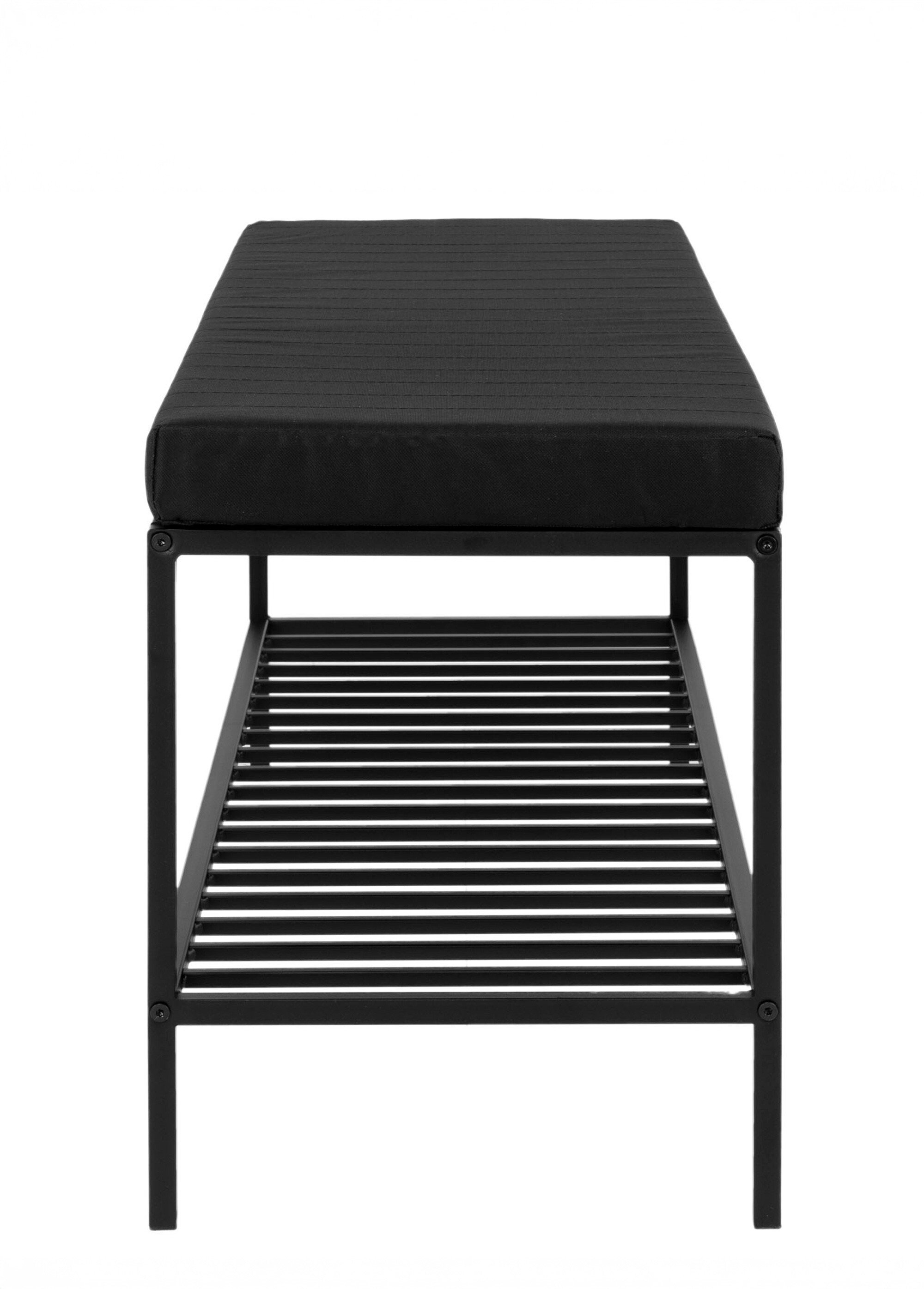 Banc d'entrée avec coussin ton sur ton NOIR HN-1401250 DE2