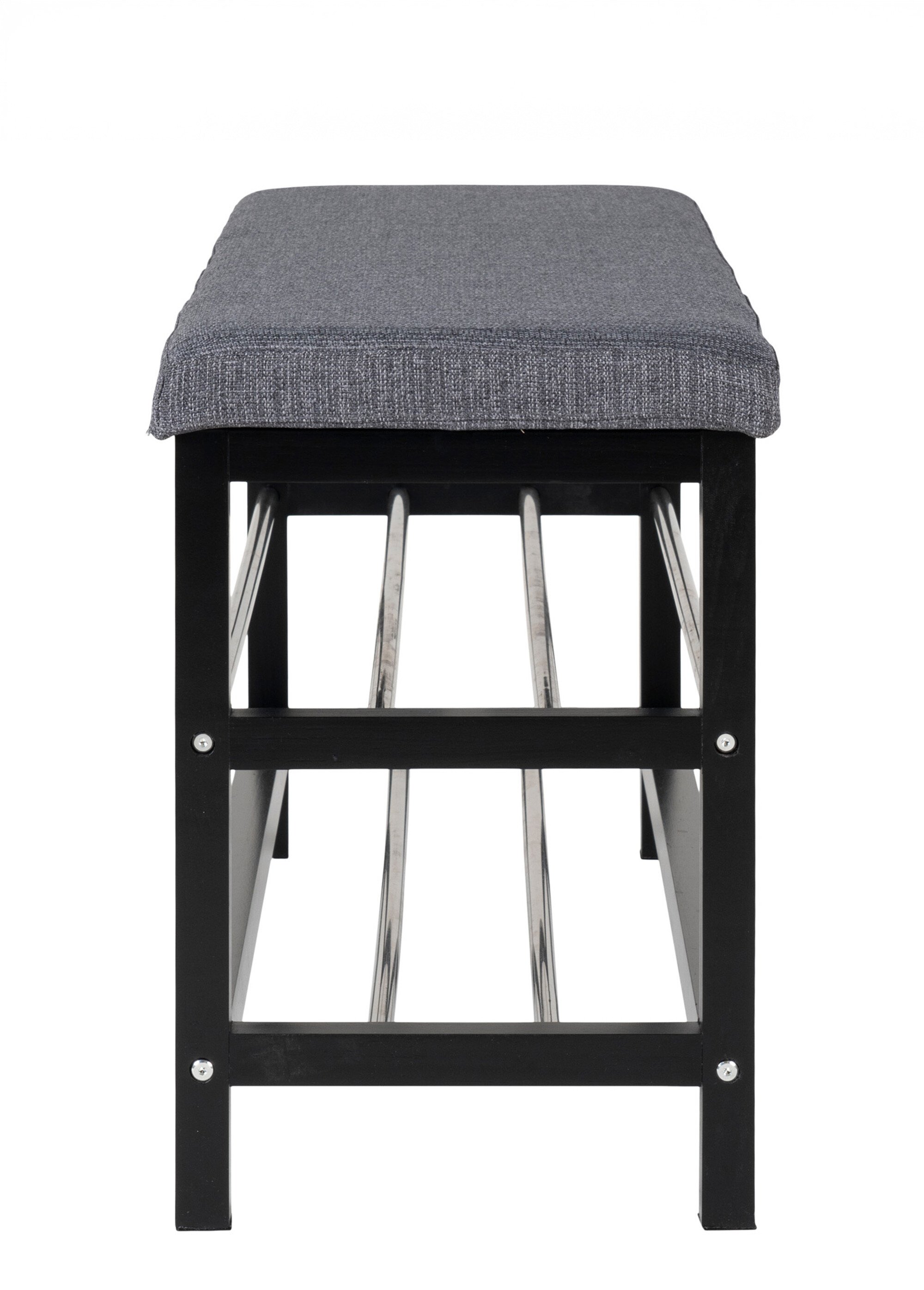 Banc en peuplier, 2 niveaux rangement GRIS HN-1401090 DE2