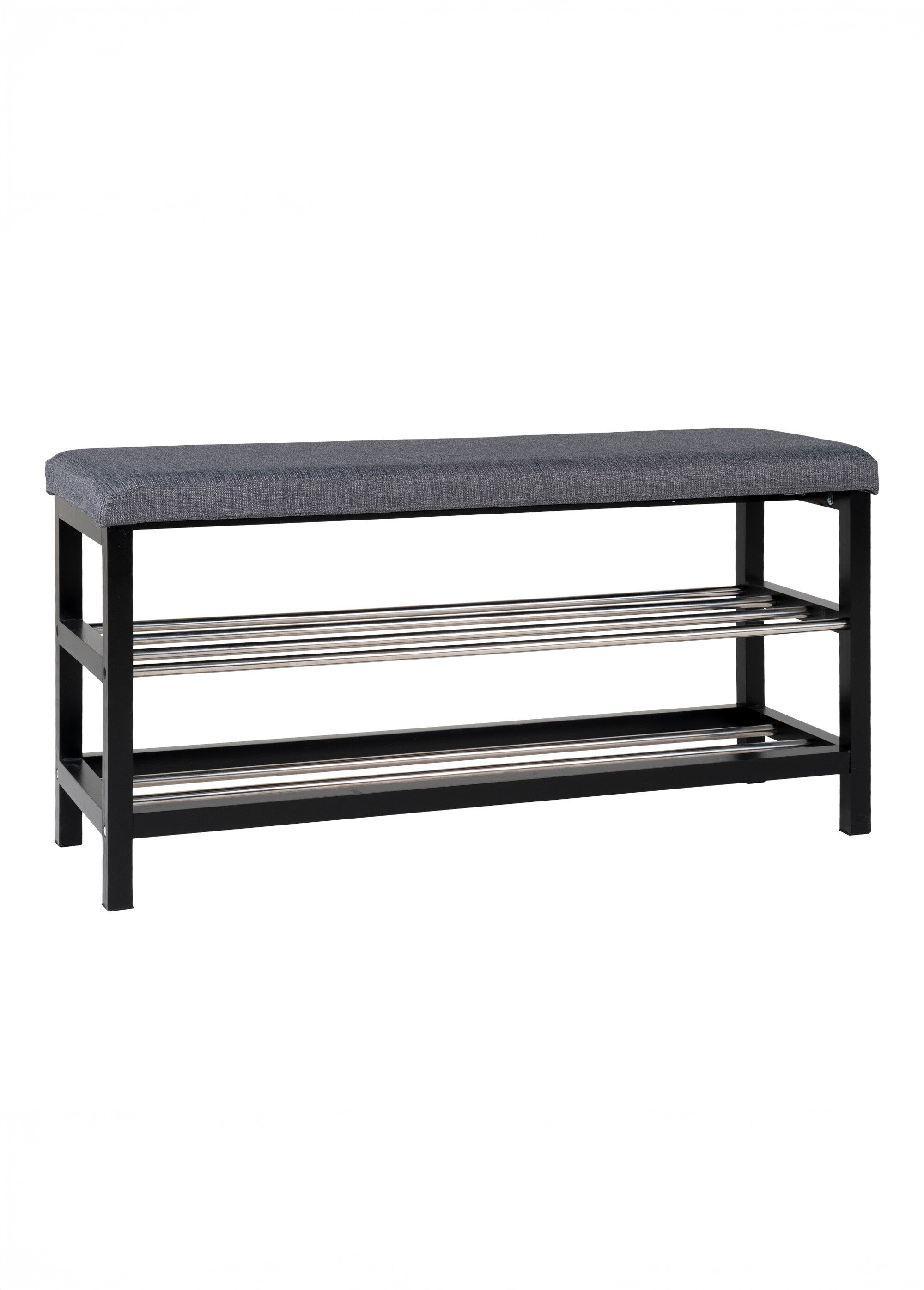 Banc en peuplier, 2 niveaux rangement GRIS HN-1401090 FA1