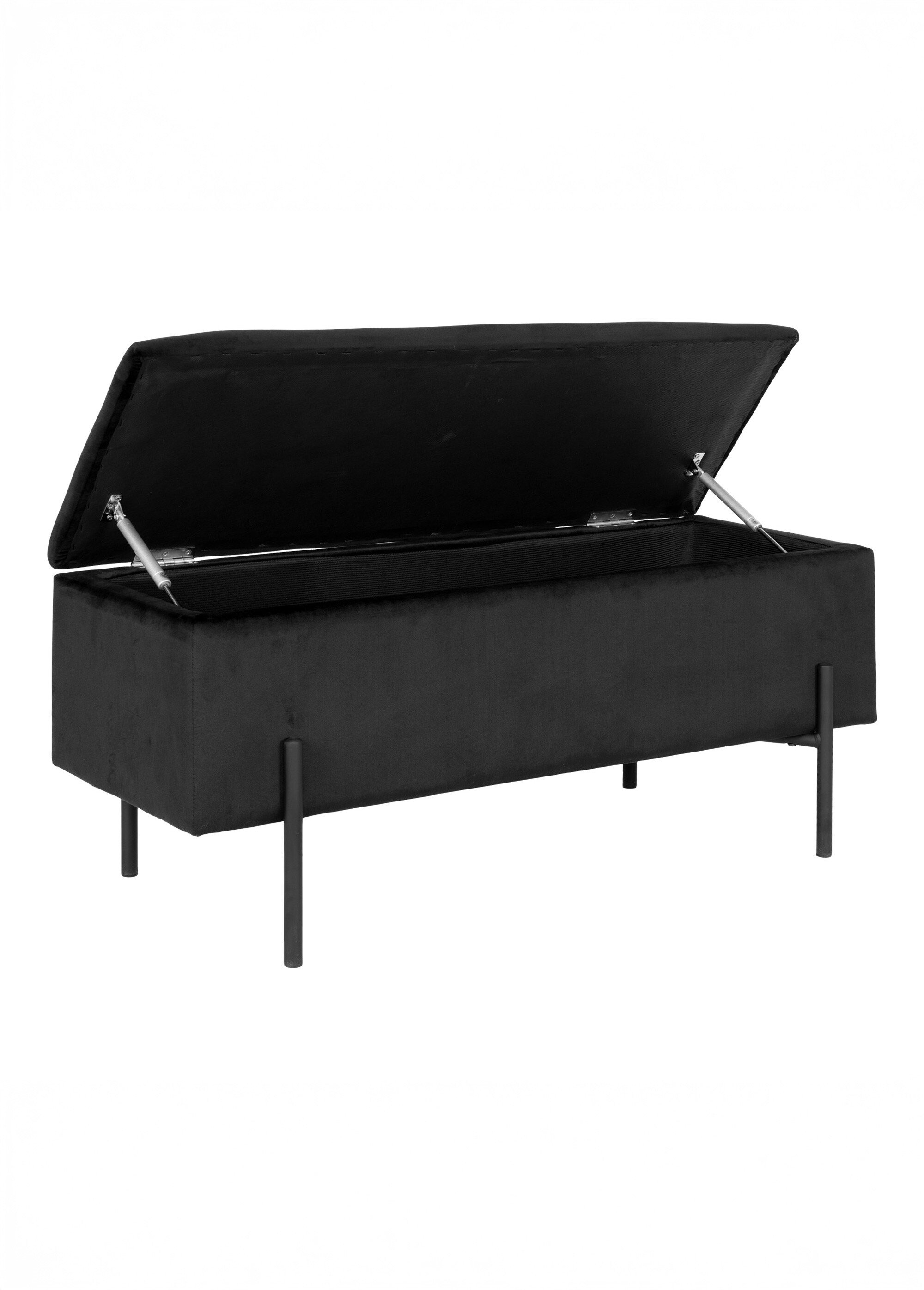 Banc velours foncé, coffre de rangement