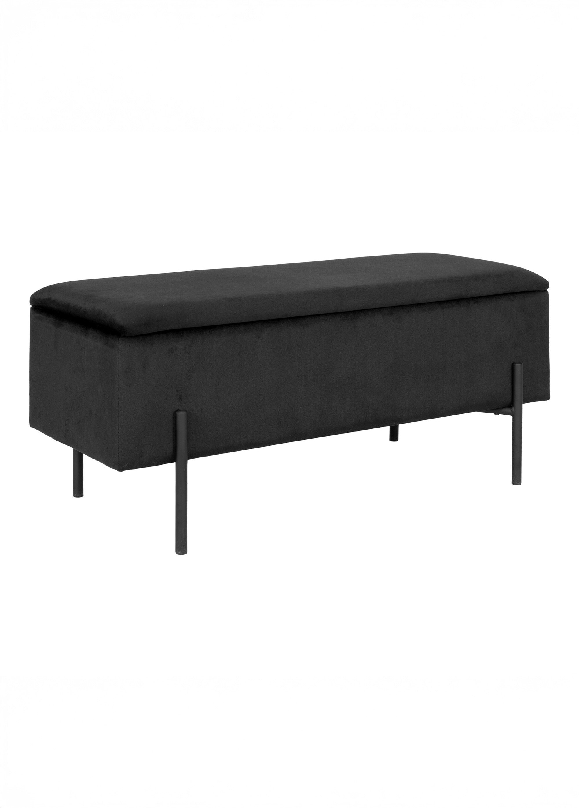 Banc velours foncé, coffre de rangement