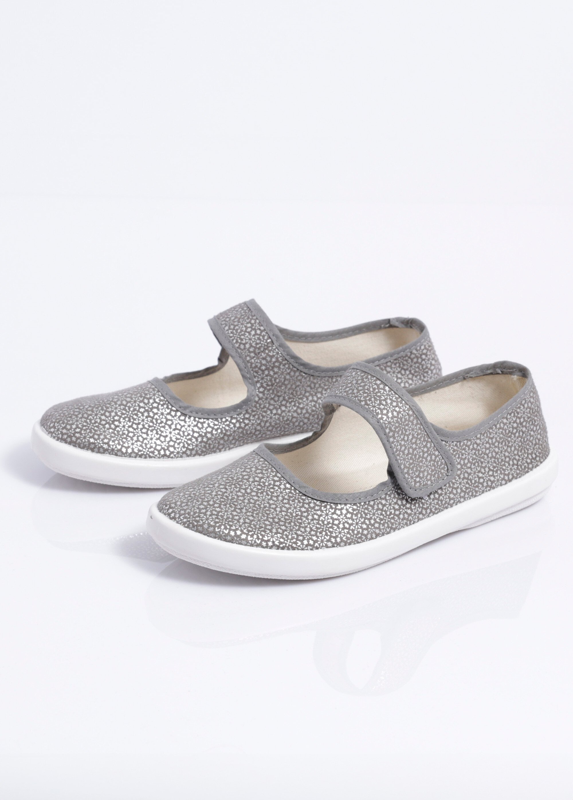 Chaussons babies à scratch largeur confort Femme Gris OKRAUT DE1