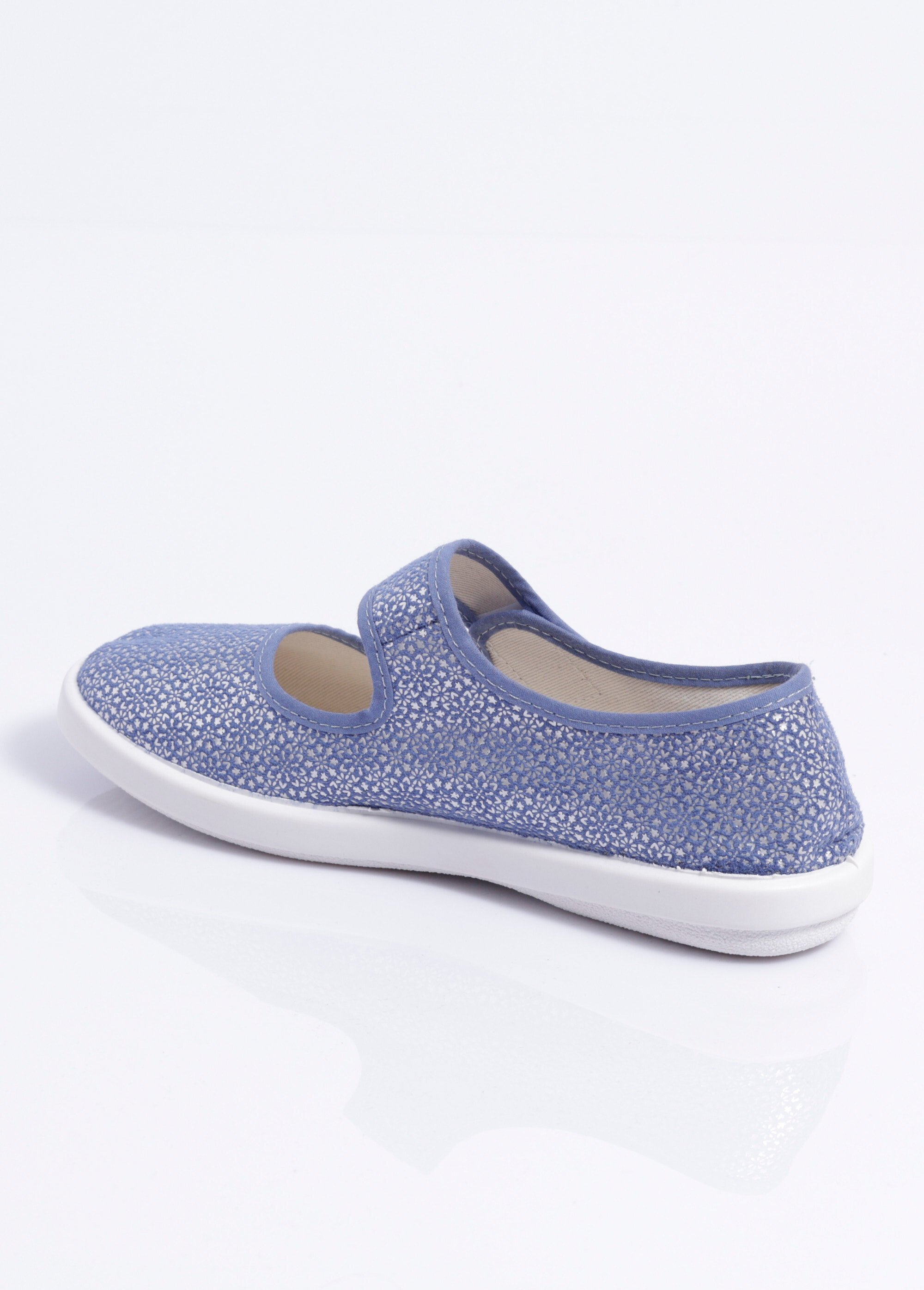 Chaussons babies à scratch largeur confort Femme Bleu OKRAUT DO1