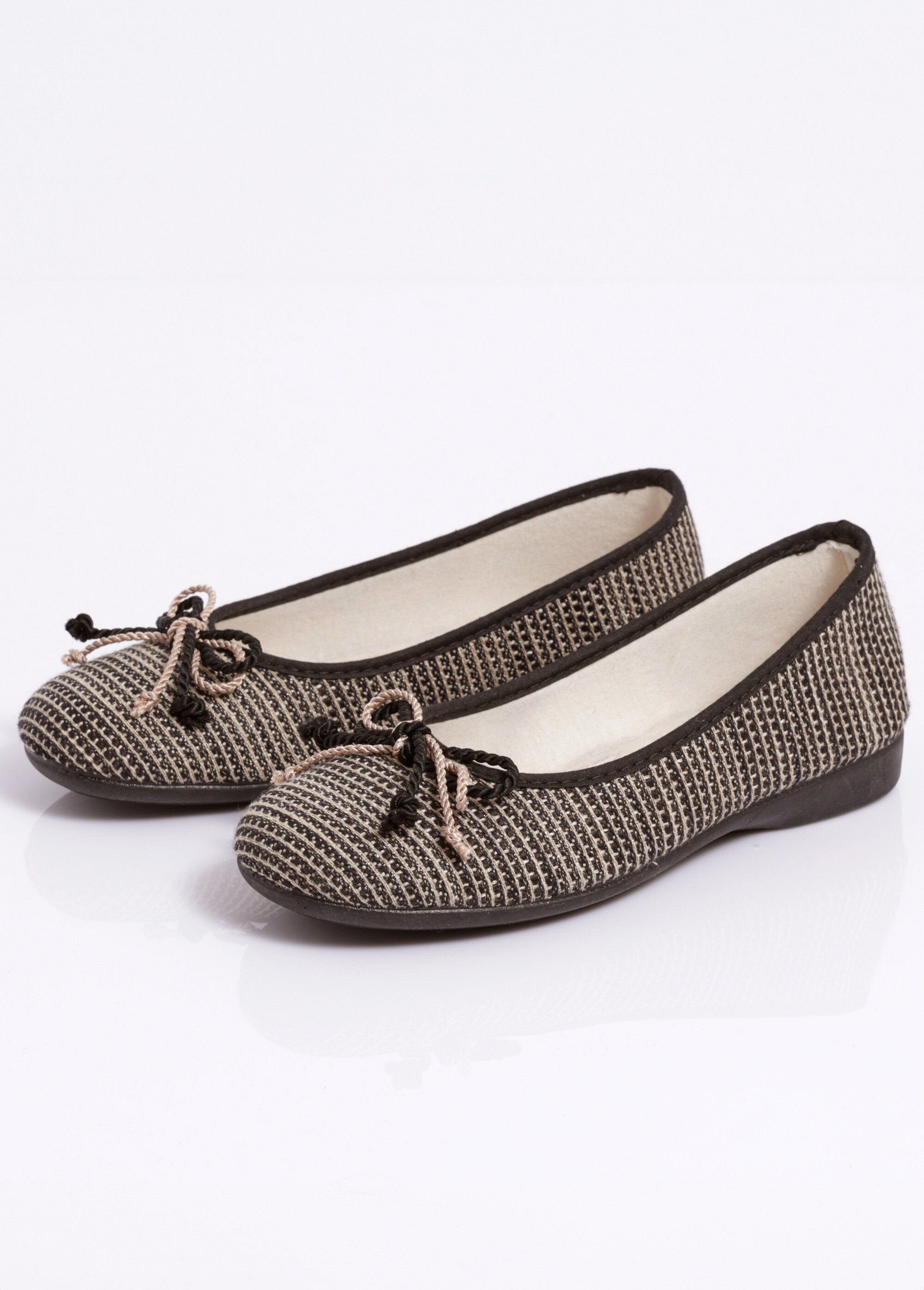 Chaussons ballerines bicolores largeur confort Femme Noir OREO DE1