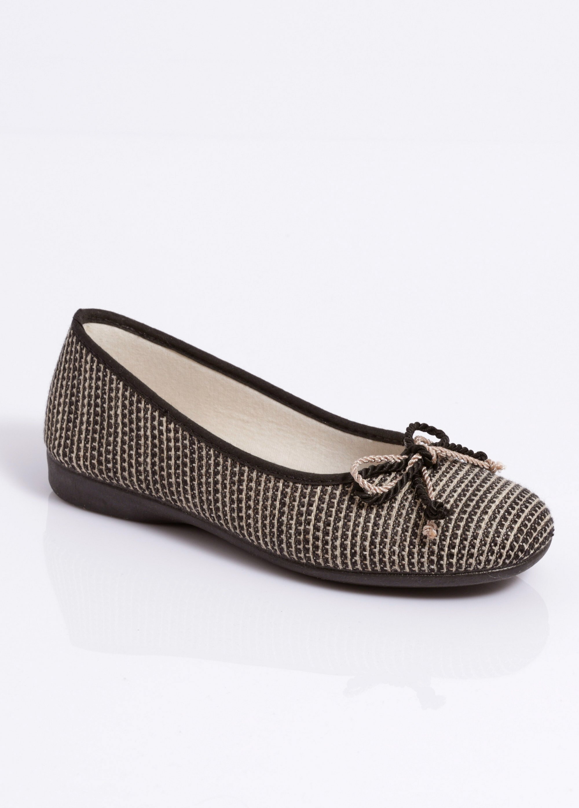 Chaussons ballerines bicolores largeur confort Femme Noir OREO FA1